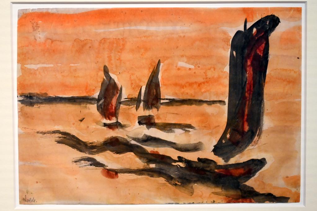 Emil Nolde (1903–1946), Drei Dschunken, Schleswig, Landesmuseum für Kunst und Kulturgeschichte, Sammlung Rolf Horn, 1913, Bild 2/2