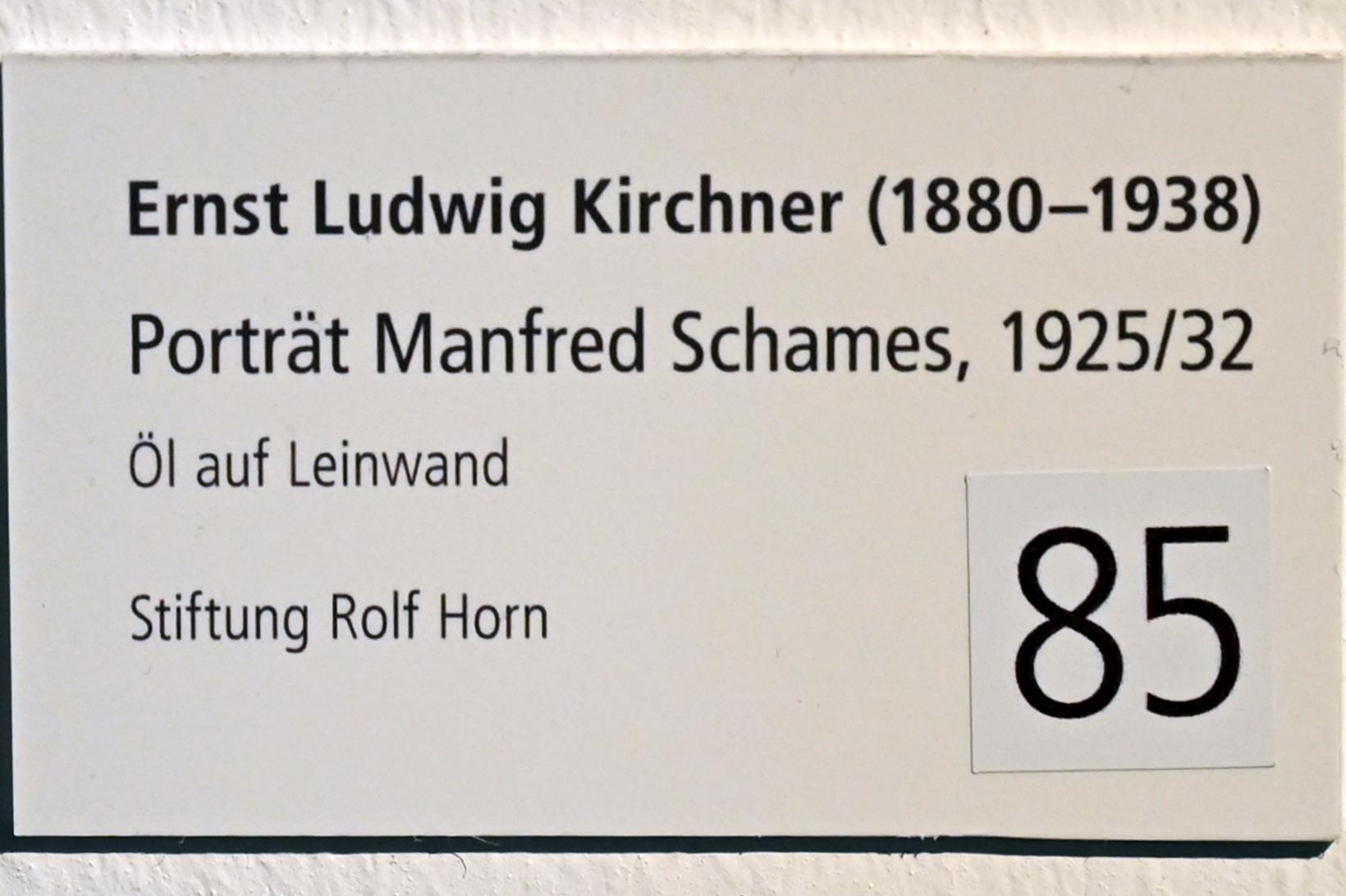 Ernst Ludwig Kirchner (1904–1933), Porträt Manfred Schames, Schleswig, Landesmuseum für Kunst und Kulturgeschichte, Sammlung Rolf Horn, 1925–1932, Bild 2/2