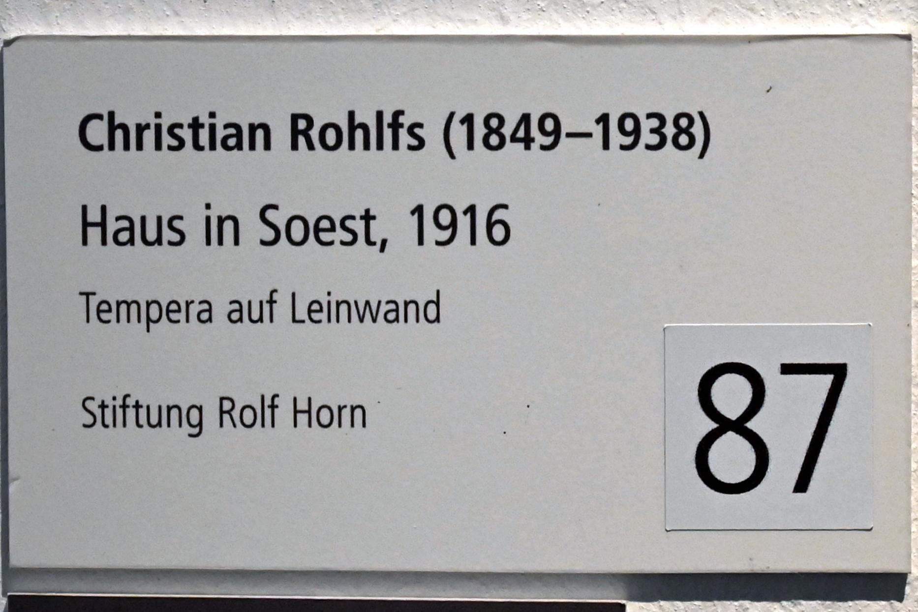 Christian Rohlfs (1874–1930), Haus in Soest, Schleswig, Landesmuseum für Kunst und Kulturgeschichte, Sammlung Rolf Horn, 1916, Bild 2/2