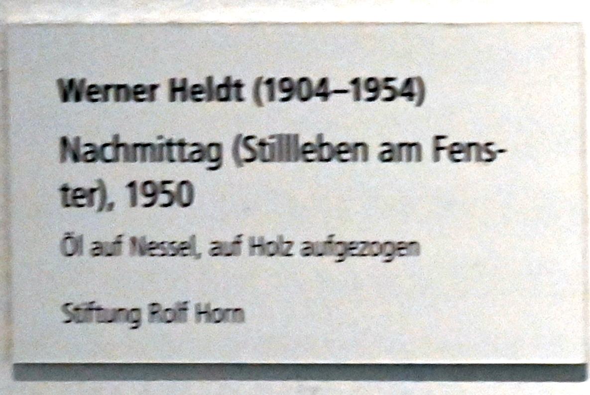 Werner Heldt (1946–1953), Nachmittag (Stillleben am Fenster), Schleswig, Landesmuseum für Kunst und Kulturgeschichte, Sammlung Rolf Horn, 1950, Bild 2/2