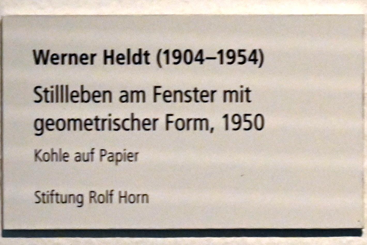 Werner Heldt (1946–1953), Stillleben am Fenster mit geometrischer Form, Schleswig, Landesmuseum für Kunst und Kulturgeschichte, Sammlung Rolf Horn, 1950, Bild 2/2
