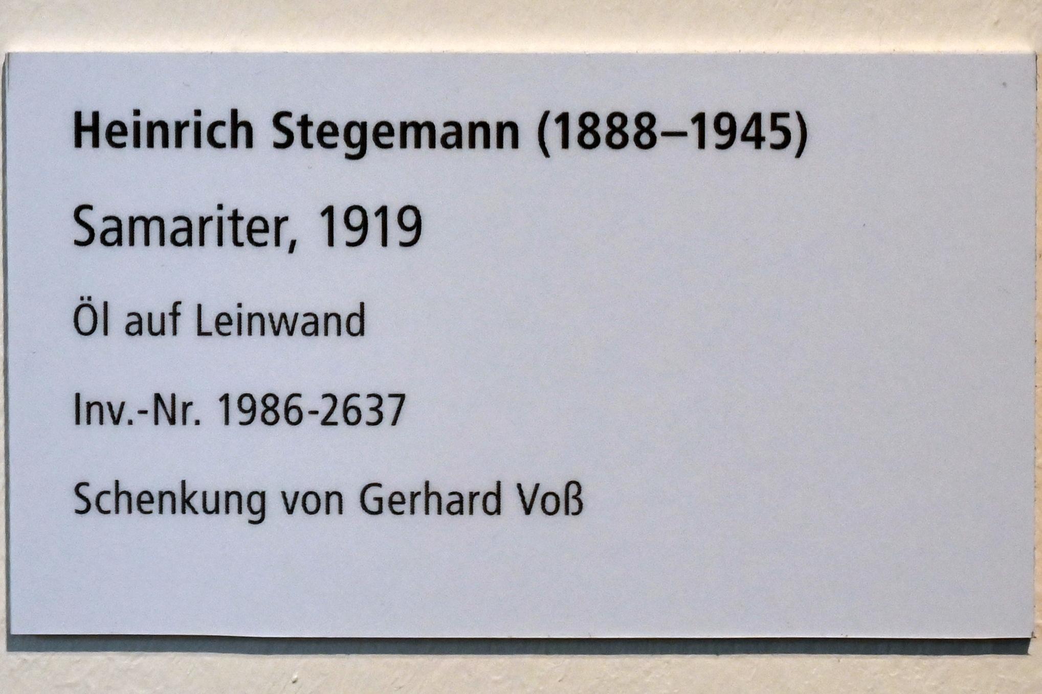 Heinrich Stegemann (1919–1927), Samariter, Schleswig, Landesmuseum für Kunst und Kulturgeschichte, Galerie der Klassischen Moderne, 1919, Bild 2/2