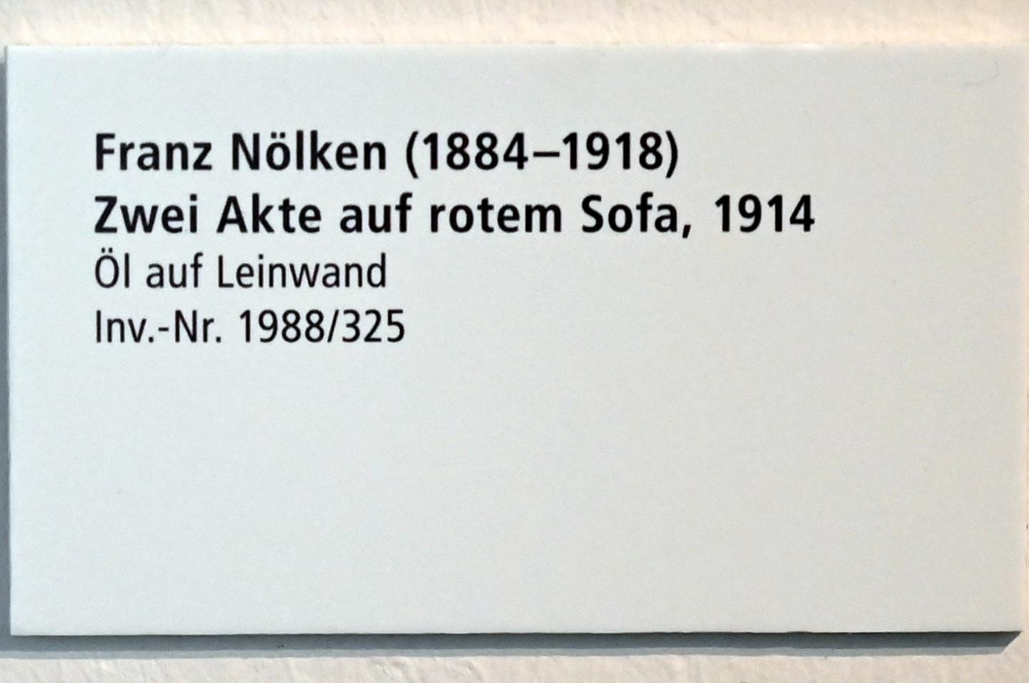 Franz Nölken (1914), Zwei Akte auf rotem Sofa, Schleswig, Landesmuseum für Kunst und Kulturgeschichte, Galerie der Klassischen Moderne, 1914, Bild 2/2