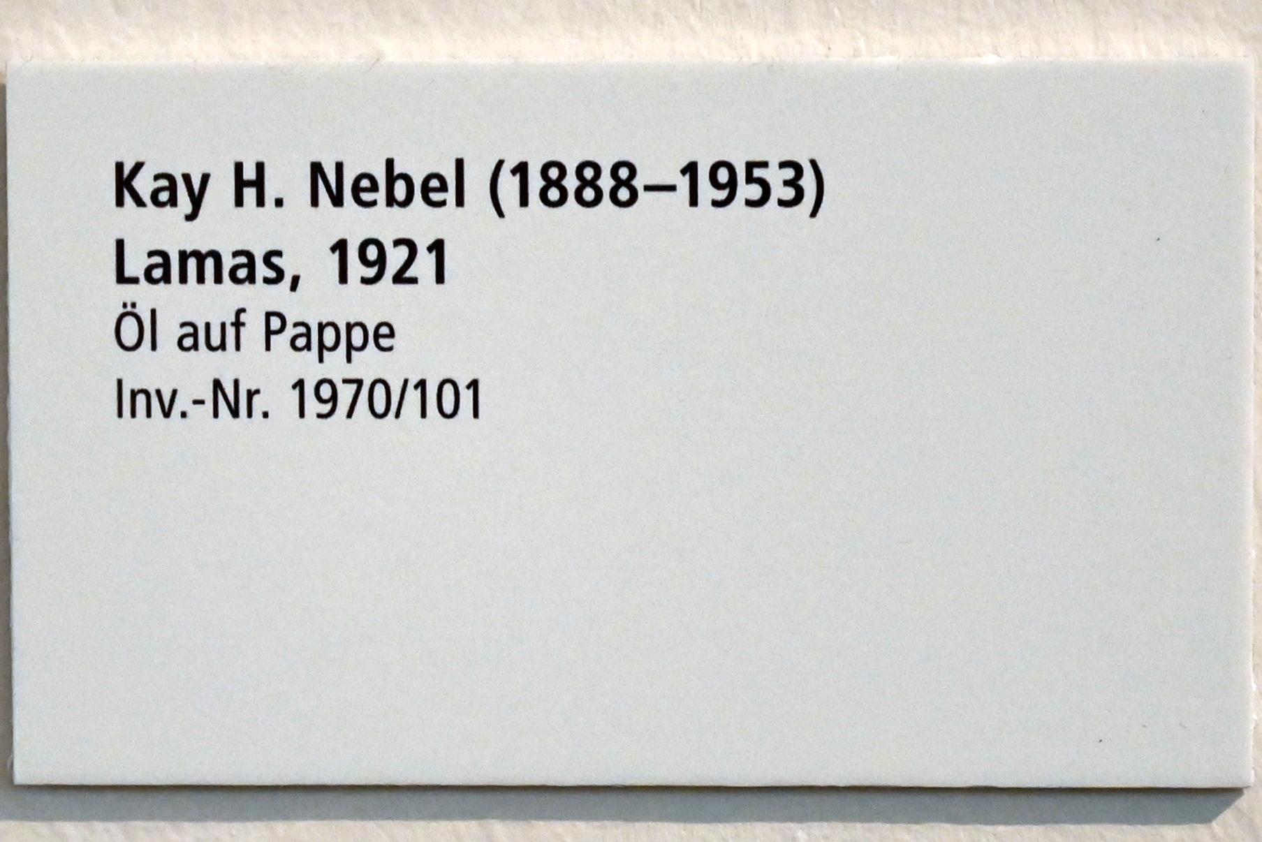 Kay H. Nebel (1921), Lamas, Schleswig, Landesmuseum für Kunst und Kulturgeschichte, Galerie der Klassischen Moderne, 1921, Bild 2/2