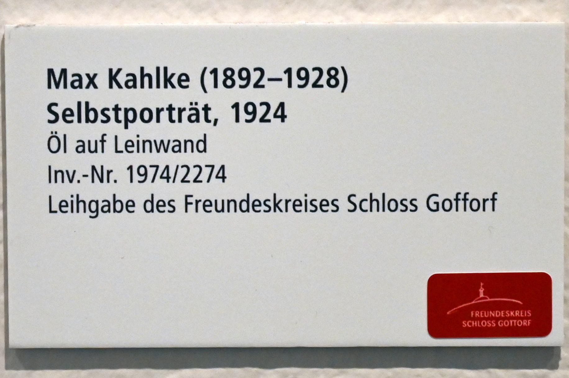 Max Kahlke (1919–1925), Selbstporträt, Schleswig, Landesmuseum für Kunst und Kulturgeschichte, Galerie der Klassischen Moderne, 1924, Bild 2/2