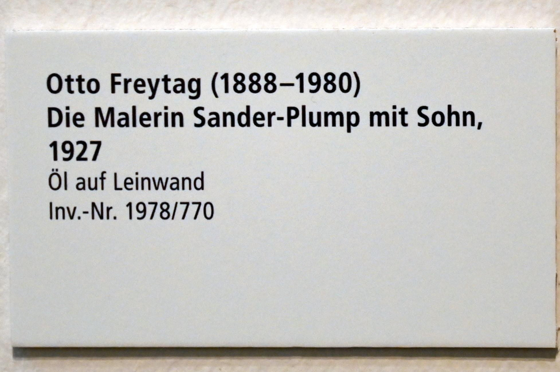 Otto Freytag (1927), Die Malerin Sander-Plump mit Sohn, Schleswig, Landesmuseum für Kunst und Kulturgeschichte, Galerie der Klassischen Moderne, 1927, Bild 2/2