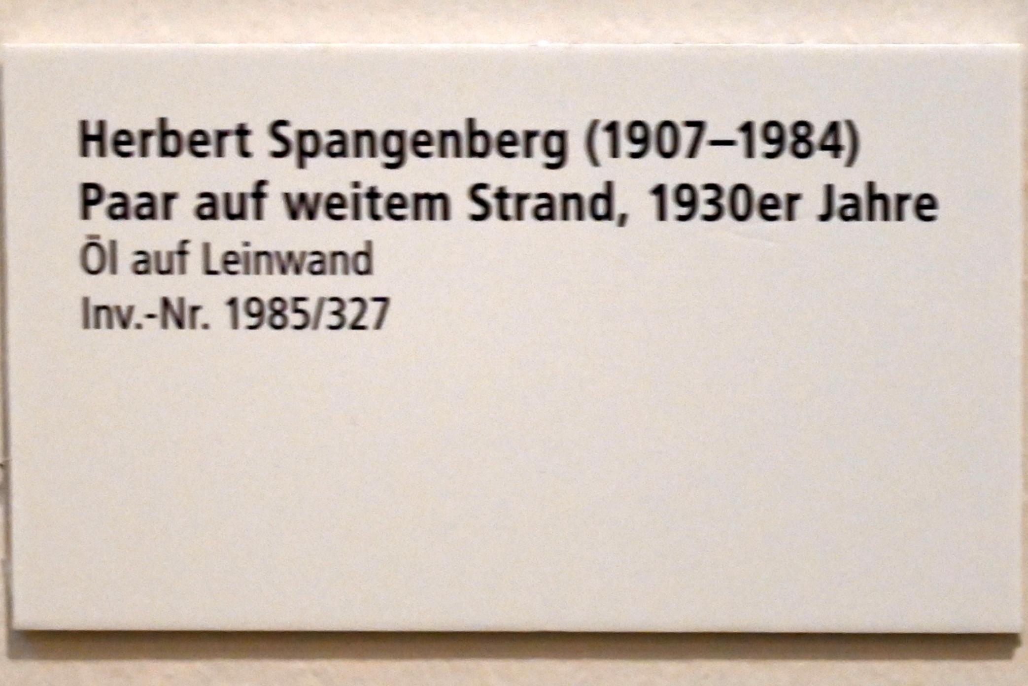 Herbert Spangenberg (1935), Paar auf weitem Strand, Schleswig, Landesmuseum für Kunst und Kulturgeschichte, Galerie der Klassischen Moderne, um 1930–1940, Bild 2/2