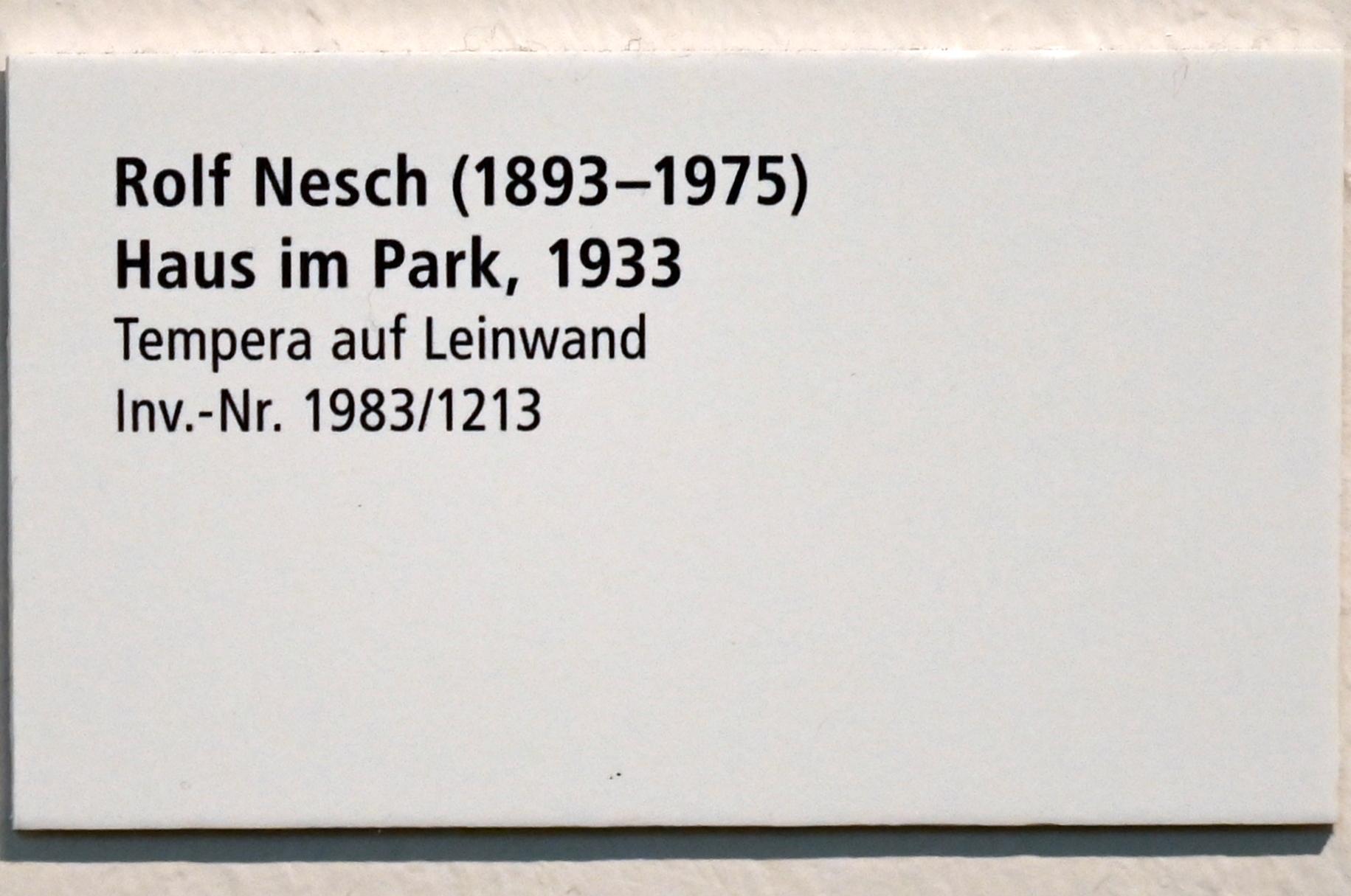 Rolf Nesch (1922–1933), Haus im Park, Schleswig, Landesmuseum für Kunst und Kulturgeschichte, Galerie der Klassischen Moderne, 1933, Bild 2/2
