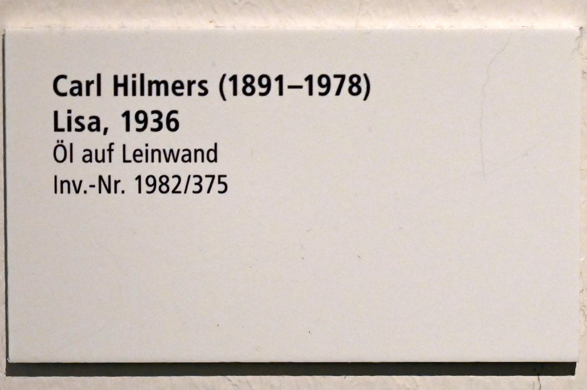 Carl Hilmers (1917–1955), Lisa, Schleswig, Landesmuseum für Kunst und Kulturgeschichte, Galerie der Klassischen Moderne, 1936, Bild 2/2