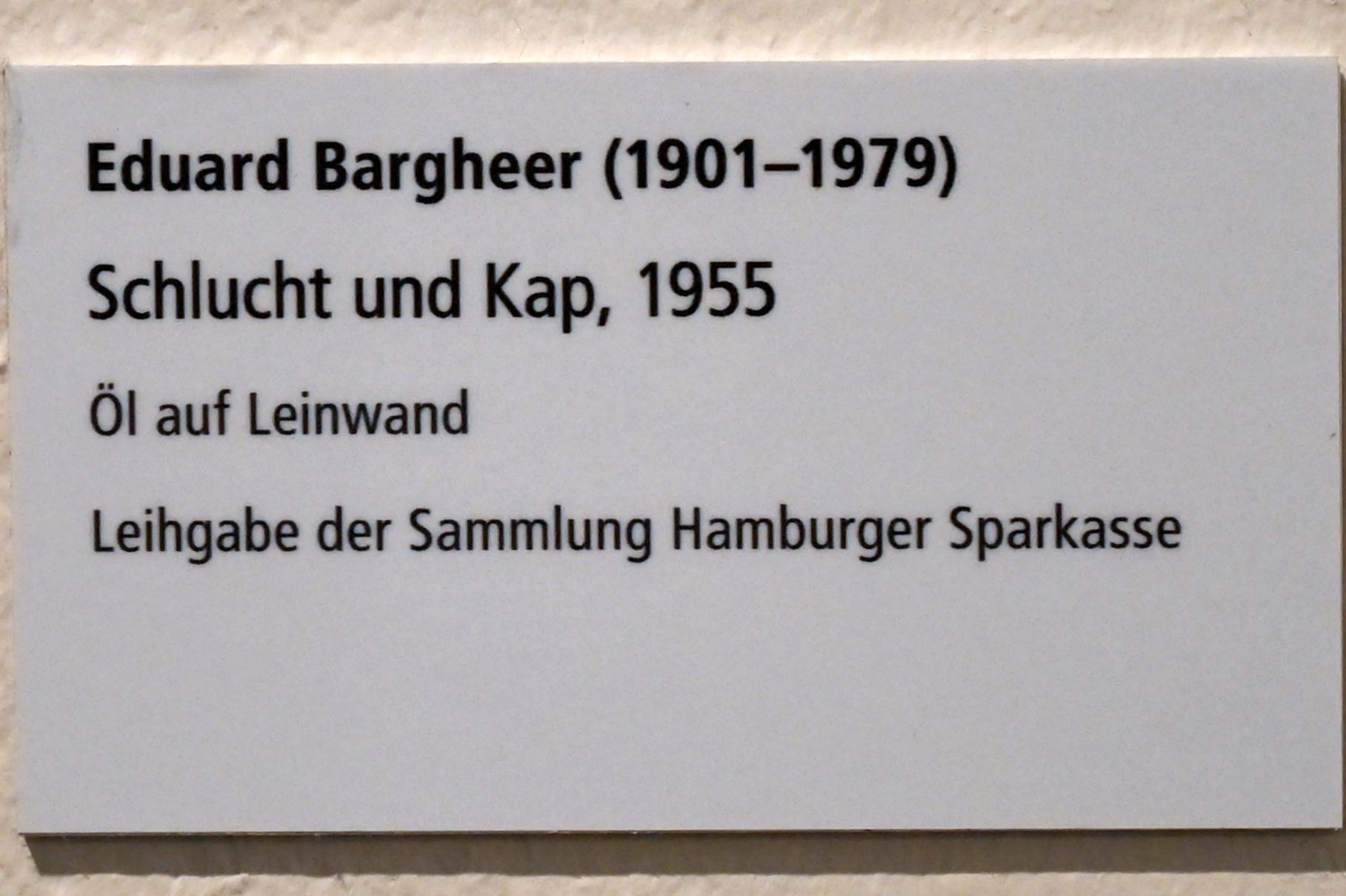 Eduard Bargheer (1938–1955), Schlucht und Kap, Schleswig, Landesmuseum für Kunst und Kulturgeschichte, Galerie der Klassischen Moderne, 1955, Bild 2/2