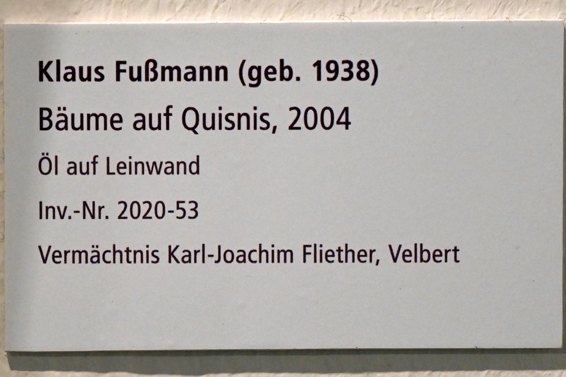 Klaus Fußmann (1967–2004), Bäume auf Quisnis, Schleswig, Landesmuseum für Kunst und Kulturgeschichte, Galerie der Klassischen Moderne, 2004, Bild 3/3