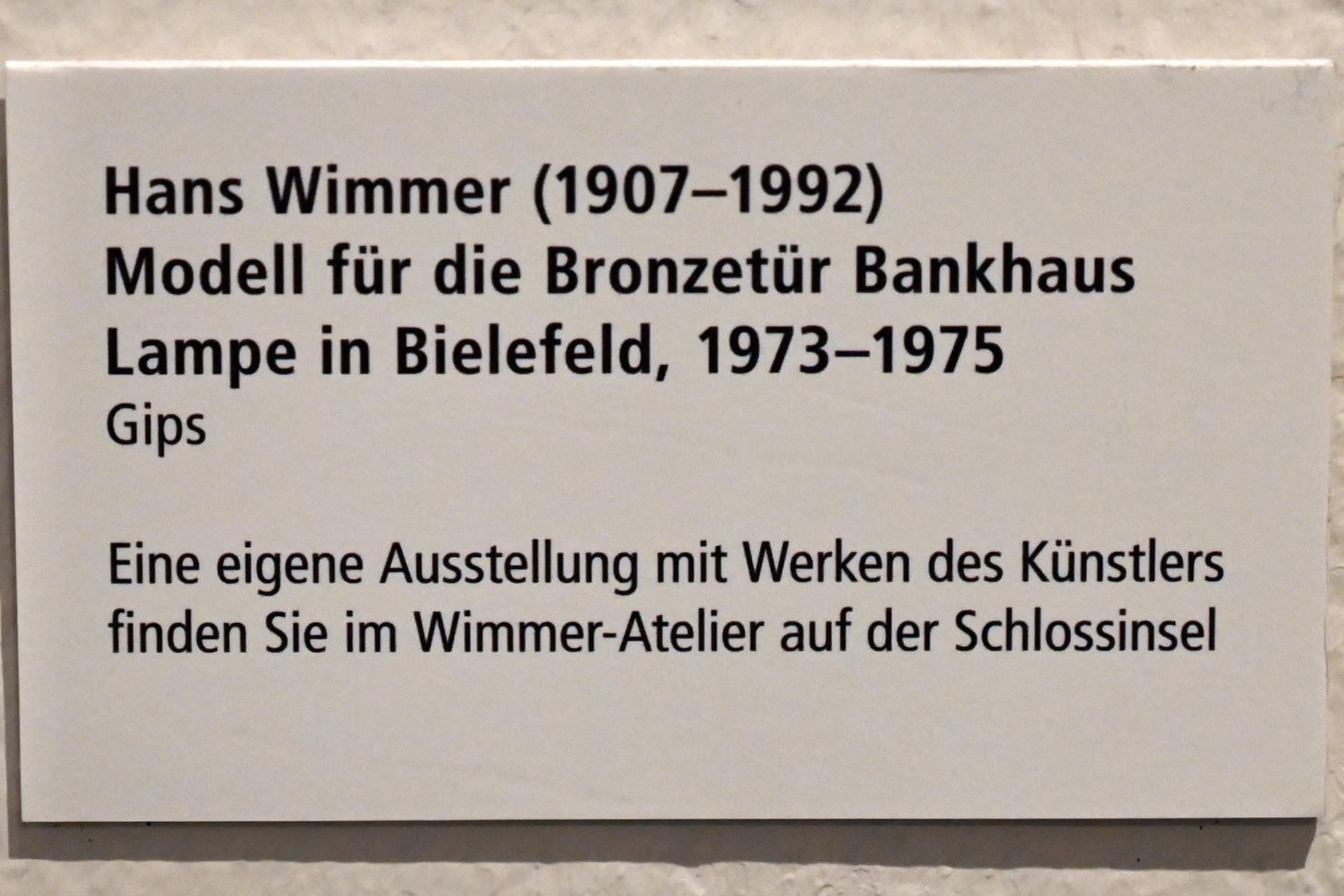 Hans Wimmer (1951–1989), Modell für die Bronzetür Bankhaus Lampe in Bielefeld, Schleswig, Landesmuseum für Kunst und Kulturgeschichte, Galerie der Klassischen Moderne, 1973–1975, Bild 2/2