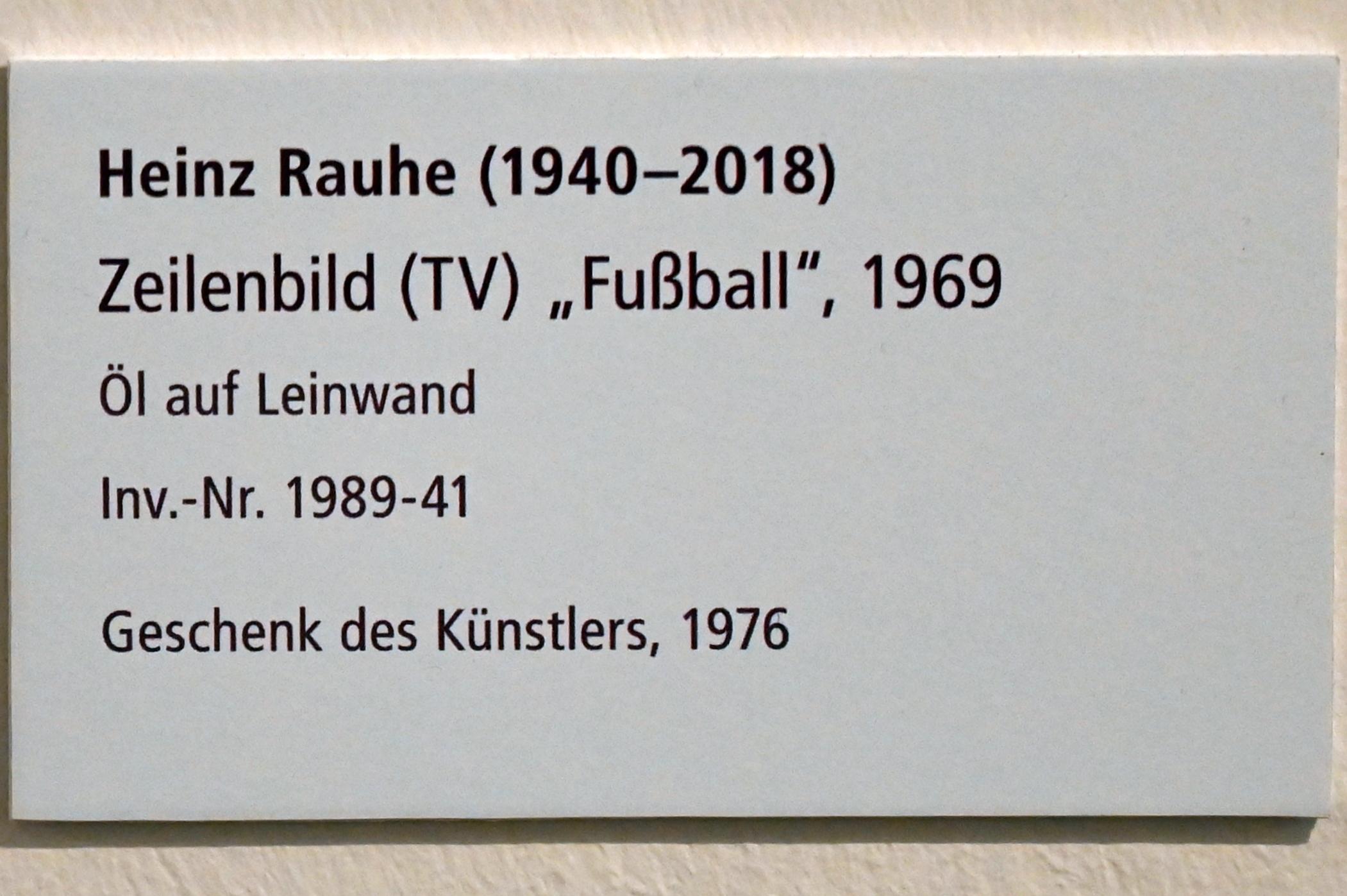 Heinz Rauhe (1969), Zeilenbild (TV) "Fußball", Schleswig, Landesmuseum für Kunst und Kulturgeschichte, Galerie der Klassischen Moderne, 1969, Bild 2/2