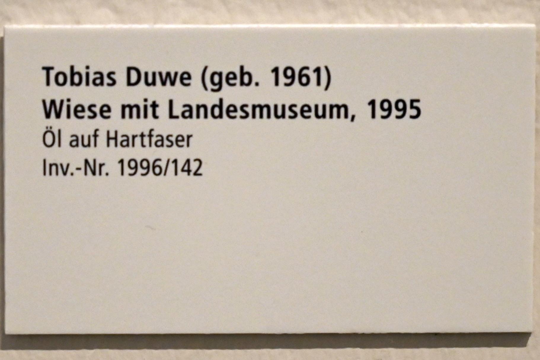 Tobias Duwe (1995–2006), Wiese mit Landesmuseum, Schleswig, Landesmuseum für Kunst und Kulturgeschichte, Galerie der Klassischen Moderne, 1995, Bild 2/2