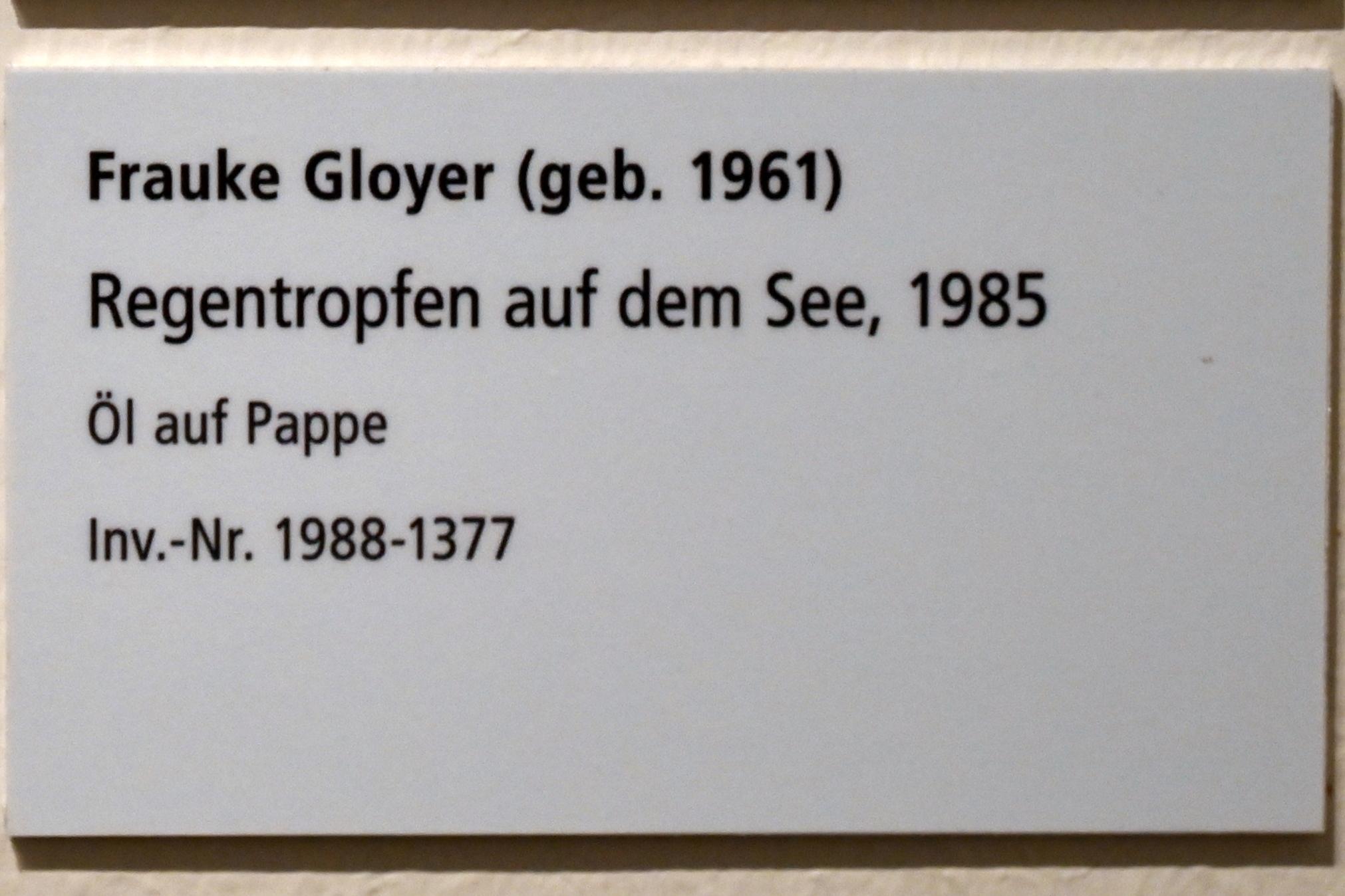 Frauke Gloyer (1985–2012), Regentropfen auf dem See, Schleswig, Landesmuseum für Kunst und Kulturgeschichte, Galerie der Klassischen Moderne, 1985, Bild 2/2