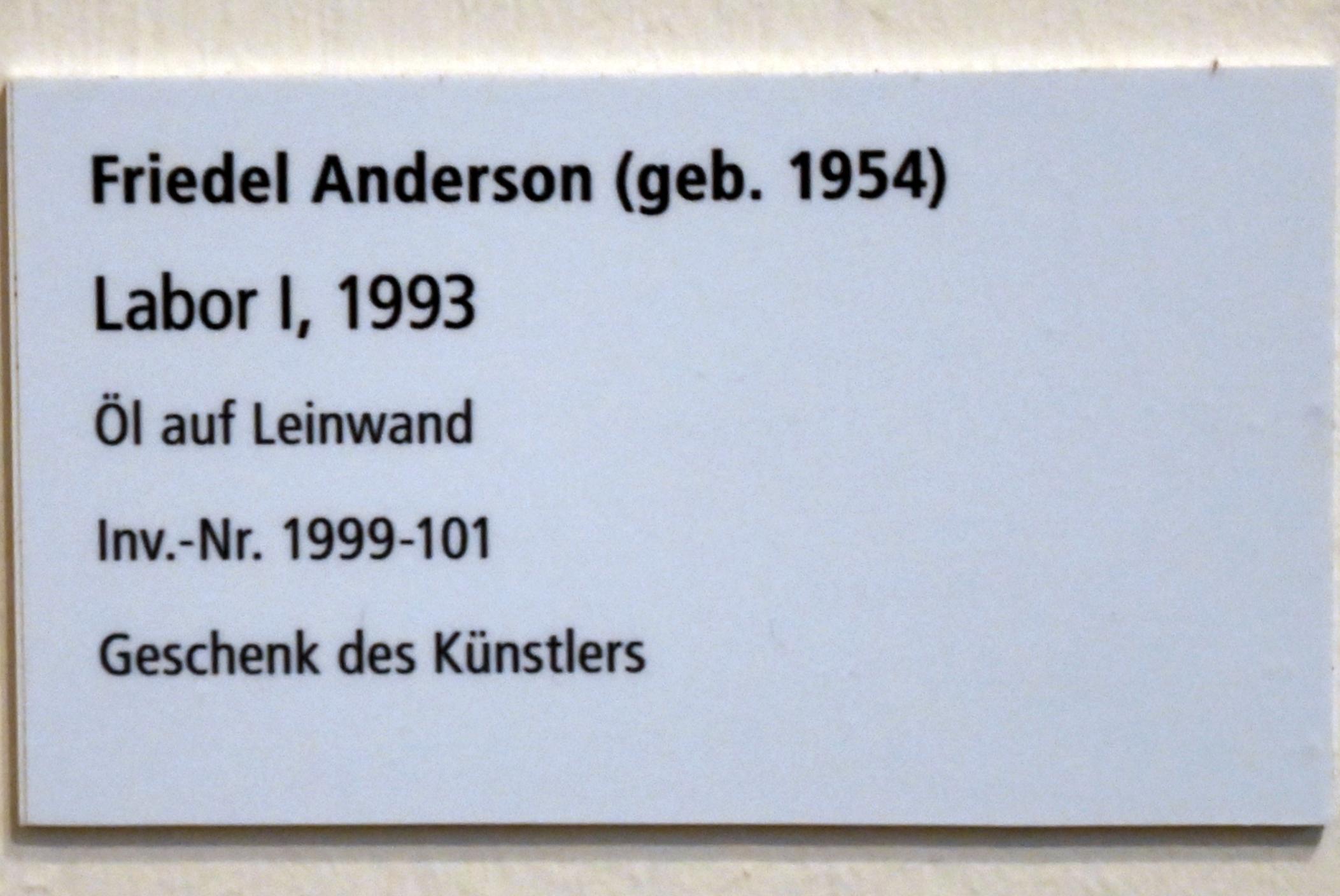 Friedel Anderson (1991–2012), Labor I, Schleswig, Landesmuseum für Kunst und Kulturgeschichte, Galerie der Klassischen Moderne, 1993, Bild 2/2
