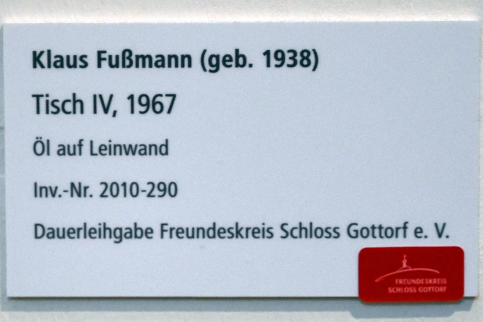 Klaus Fußmann (1967–2004), Tisch IV, Schleswig, Landesmuseum für Kunst und Kulturgeschichte, Galerie der Klassischen Moderne, 1967, Bild 2/2