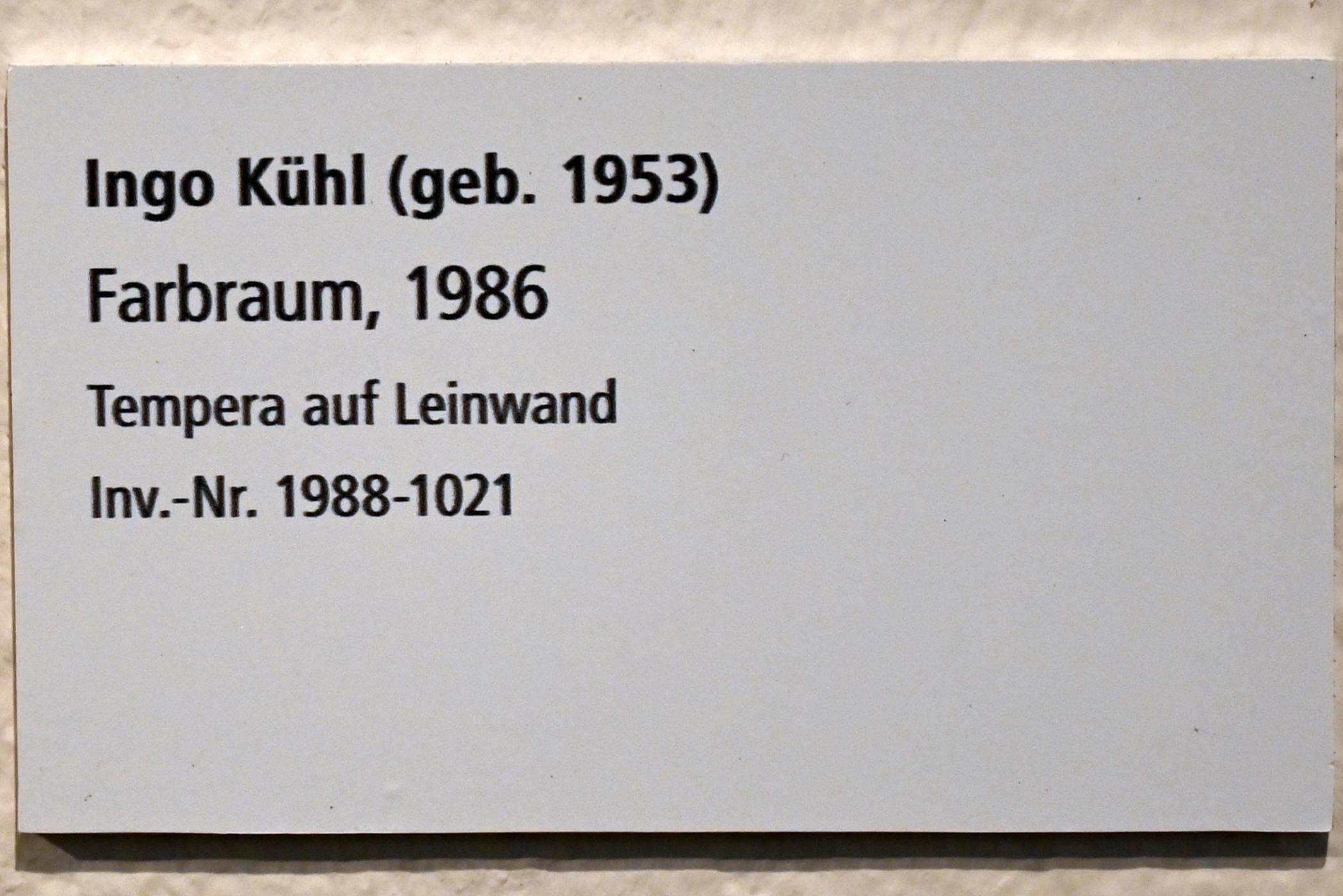 Ingo Kühl (1986), Farbraum, Schleswig, Landesmuseum für Kunst und Kulturgeschichte, Galerie der Klassischen Moderne, 1986, Bild 2/2