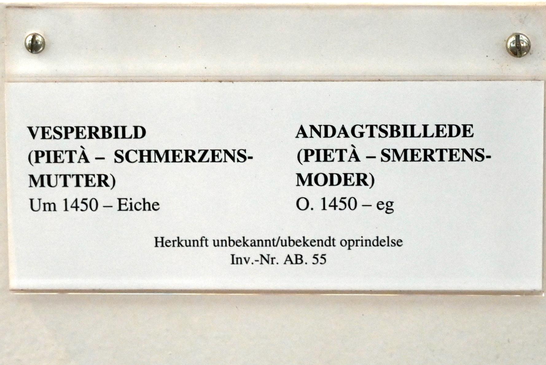 Vesperbild (Pietà - Schmerzensmutter), Schleswig, Landesmuseum für Kunst und Kulturgeschichte, Saal 1, um 1450, Bild 2/2