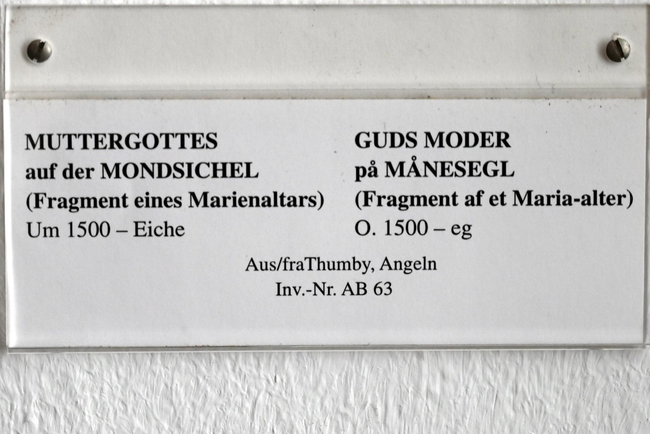 Muttergottes auf der Mondsichel, Thumby, Kirche Sieseby, jetzt Schleswig, Landesmuseum für Kunst und Kulturgeschichte, Saal 1, um 1500, Bild 2/2
