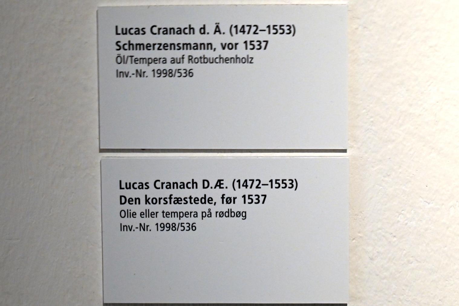 Lucas Cranach der Ältere (1502–1550), Schmerzensmann, Schleswig, Landesmuseum für Kunst und Kulturgeschichte, Saal 4, vor 1537, Bild 2/2