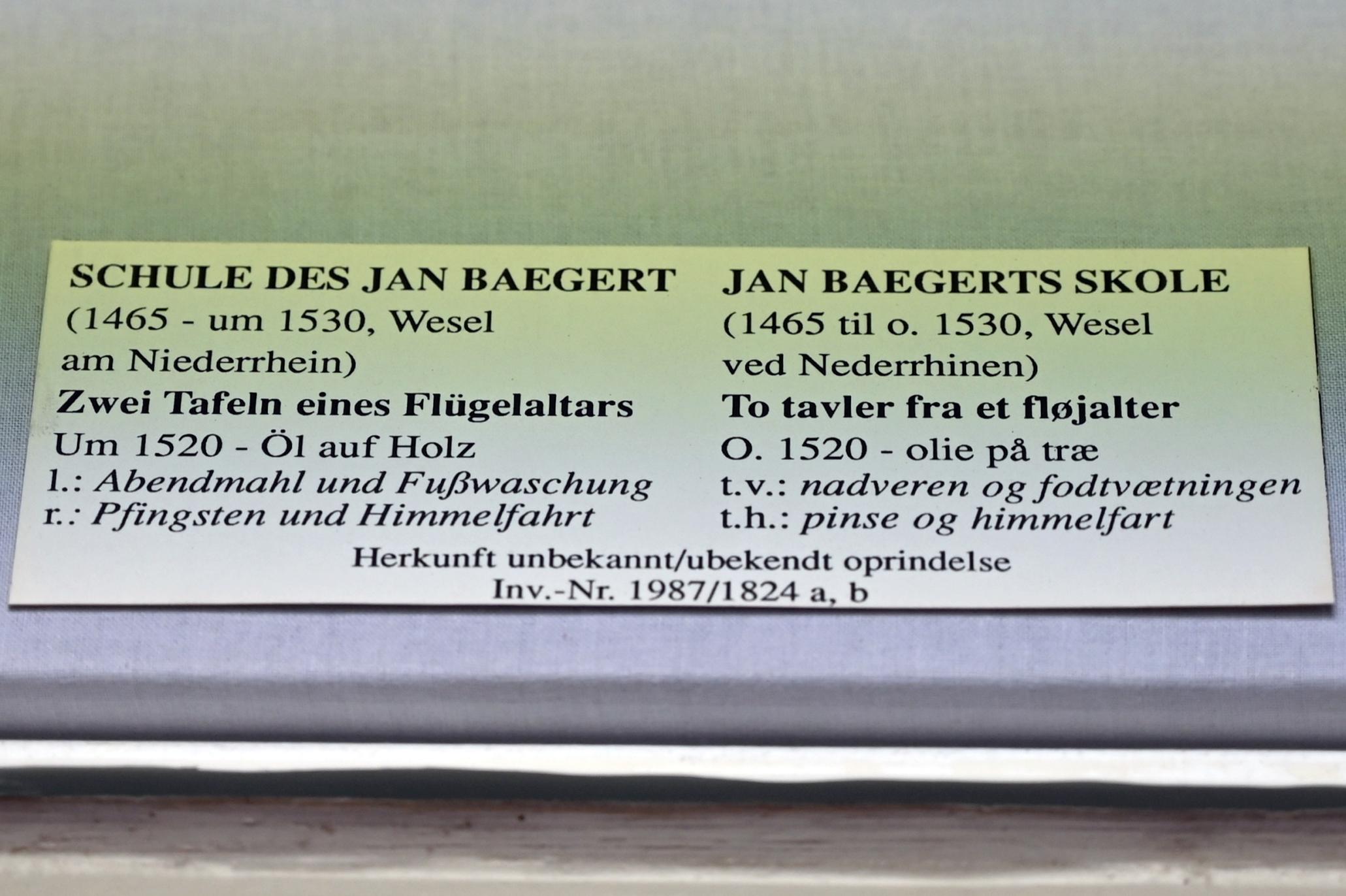 Jan Baegert (Schule) (1520), Zwei Tafeln eines Flügelaltars, Schleswig, Landesmuseum für Kunst und Kulturgeschichte, Saal 5, um 1520, Bild 2/2