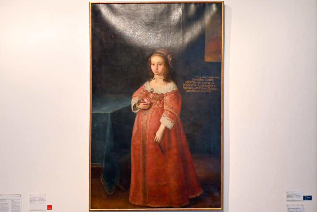 Julius Strachen (1645–1647), Portrait Prinzessin Marie Elisabeth von Gottorf (1634-1665), Tochter Herzog Friedrichs III. von Schleswig-Holstein-Gottorf, spätere Landgräfin zu Hessen Darmstadt, Schleswig, Landesmuseum für Kunst und Kulturgeschichte, Saal 12, um 1645