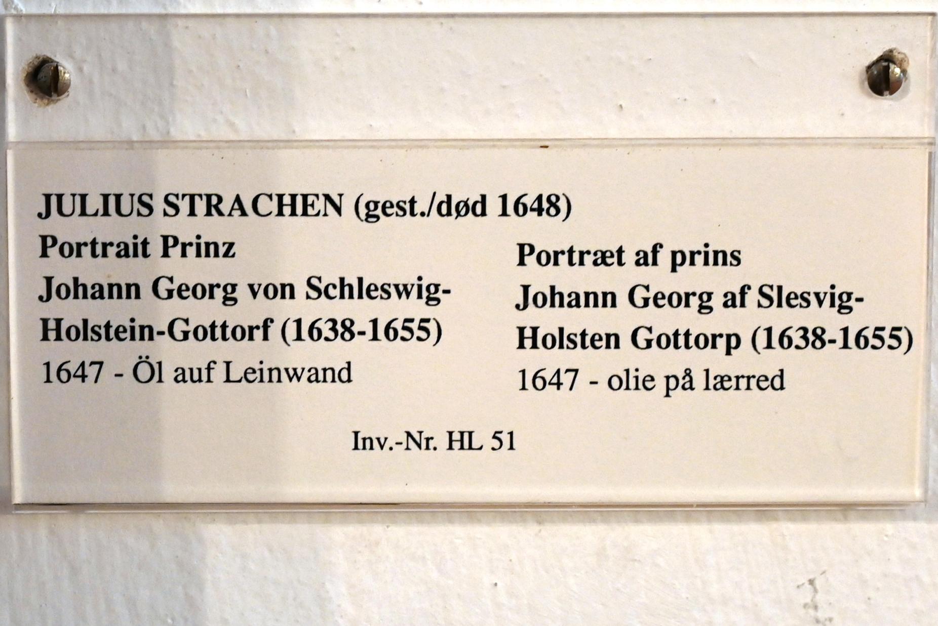 Julius Strachen (1645–1647), Portrait Prinz Johann Georg von Schleswig-Holstein-Gottorf (1638-1655), Schleswig, Landesmuseum für Kunst und Kulturgeschichte, Saal 12, 1647, Bild 3/3