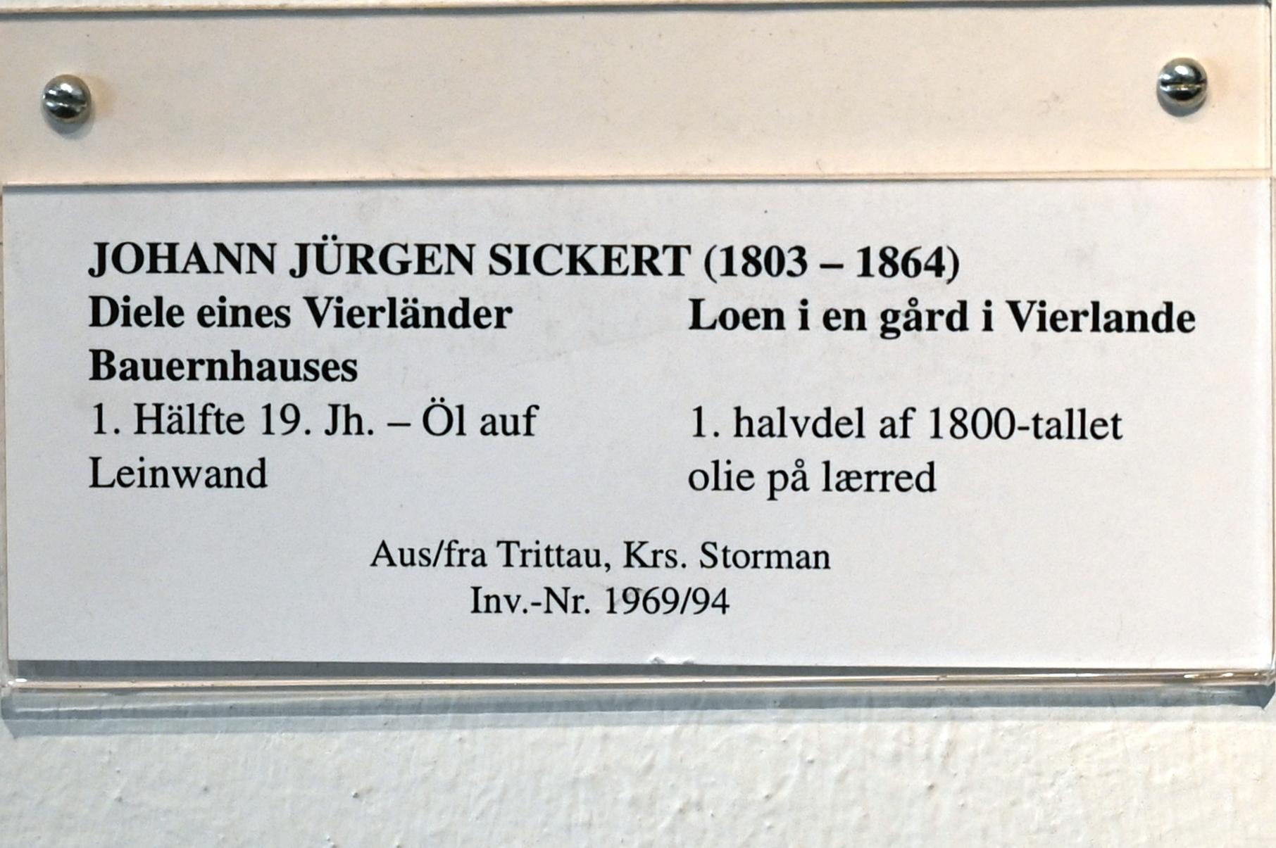 Johann Jürgen Sickert (1825), Diele eines Vierländer Bauernhauses, Schleswig, Landesmuseum für Kunst und Kulturgeschichte, Saal 100, 1. Hälfte 19. Jhd., Bild 2/2