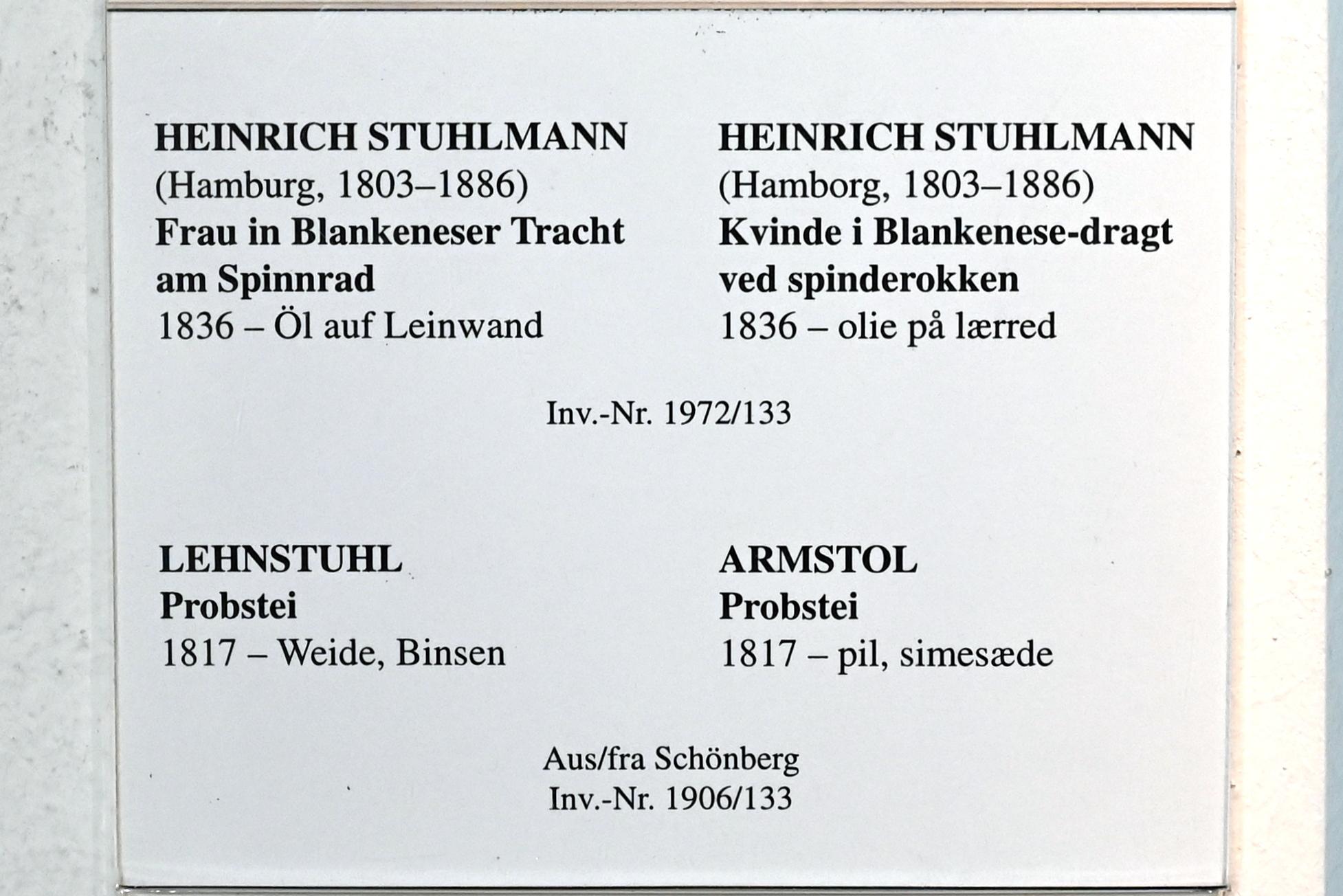 Heinrich Stuhlmann (1836), Frau in Blankeneser Tracht am Spinnrad, Schleswig, Landesmuseum für Kunst und Kulturgeschichte, Saal 100, 1836, Bild 2/2