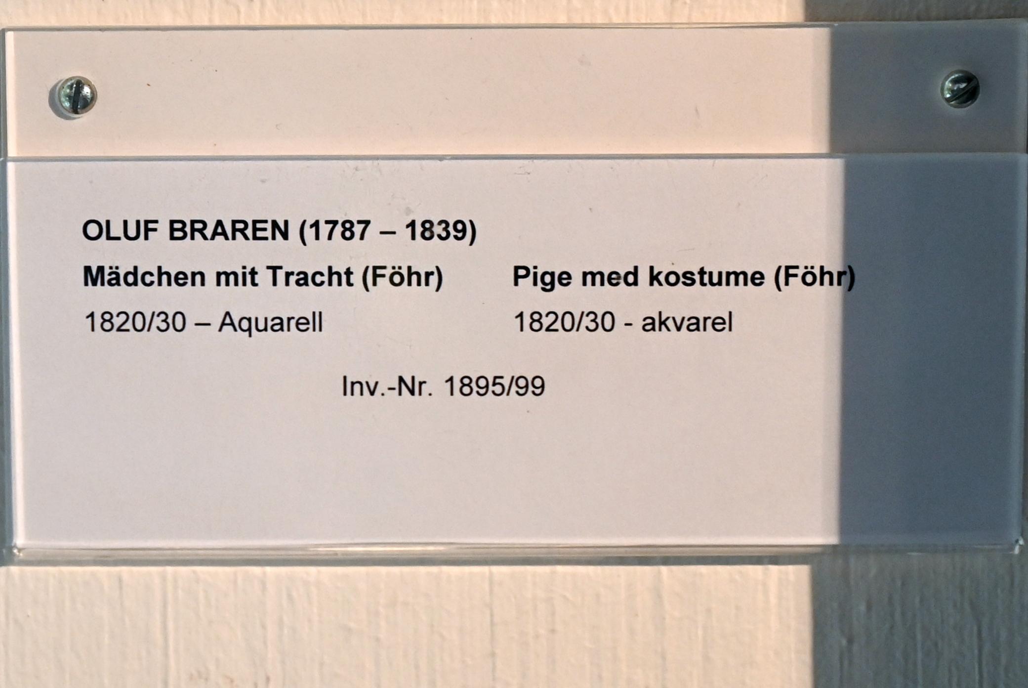 Oluf Braren (1825), Mädchen mit Tracht (Föhr), Schleswig, Landesmuseum für Kunst und Kulturgeschichte, Saal 100, 1820–1830, Bild 2/2