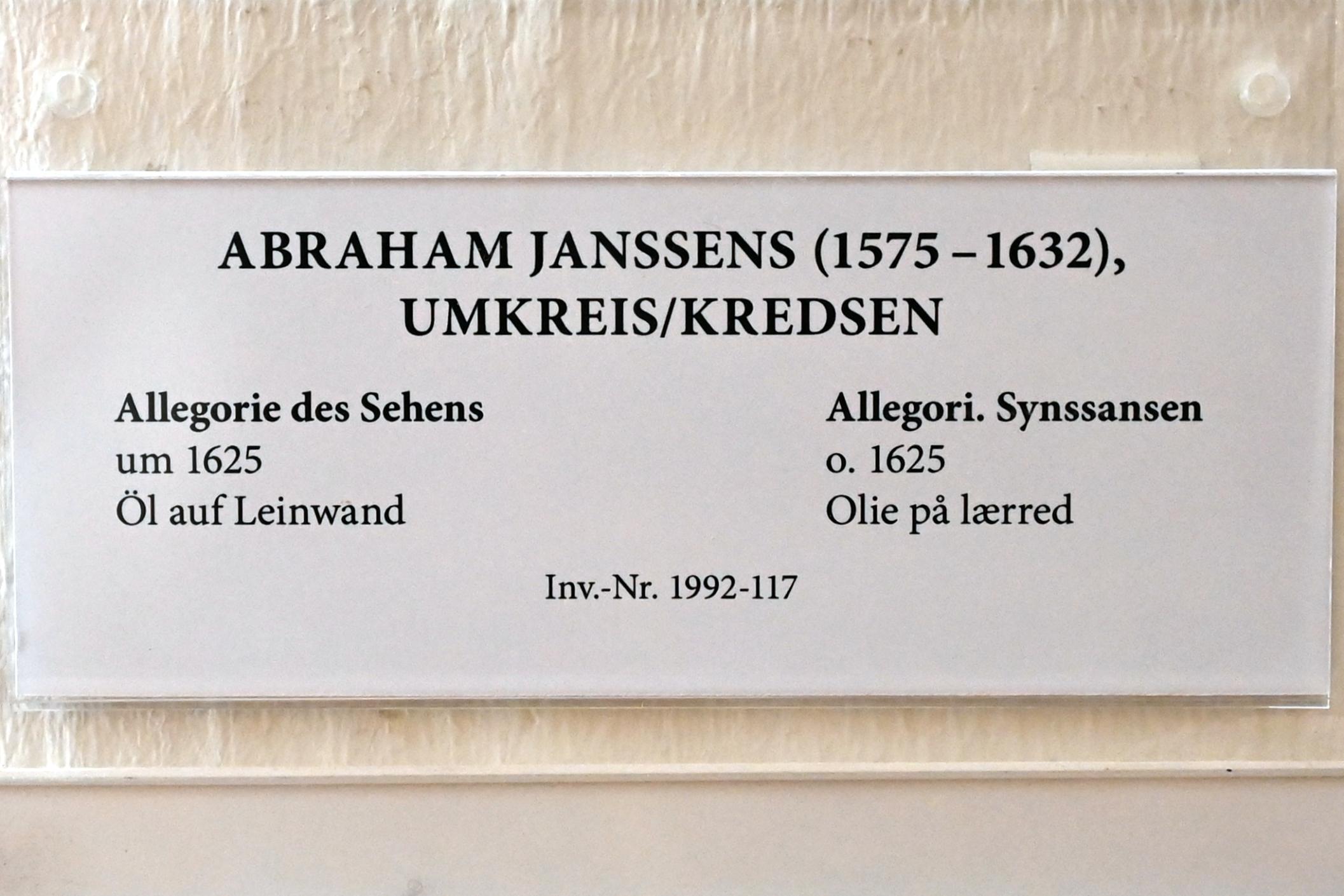 Abraham Janssens van Nuyssen (Umkreis) (1625), Allegorie des Sehens, Schleswig, Landesmuseum für Kunst und Kulturgeschichte, Saal 18, um 1625, Bild 2/2