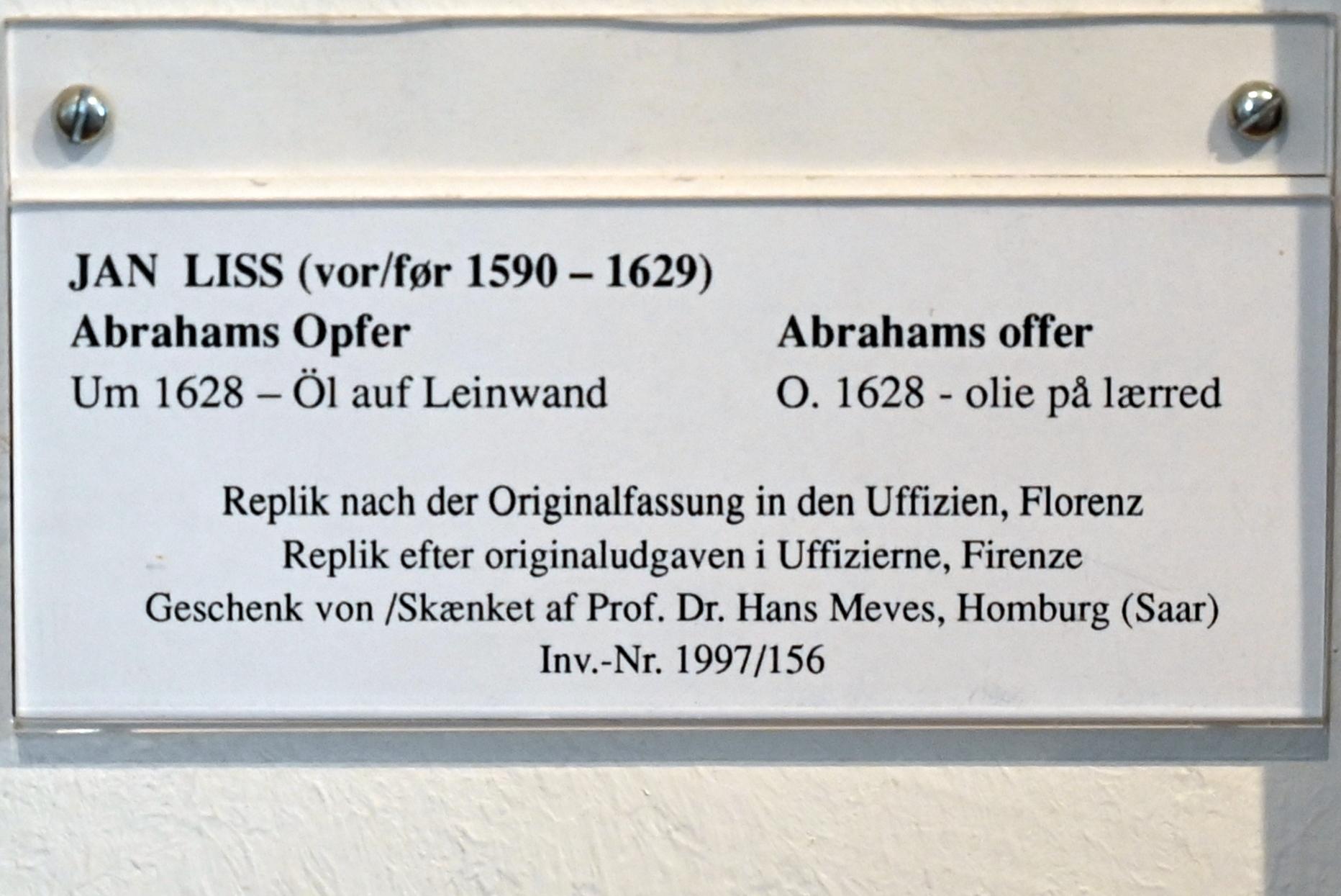 Johann Liss (Kopie) (1628), Abrahams Opfer, Schleswig, Landesmuseum für Kunst und Kulturgeschichte, Saal 21, um 1628, Bild 2/2