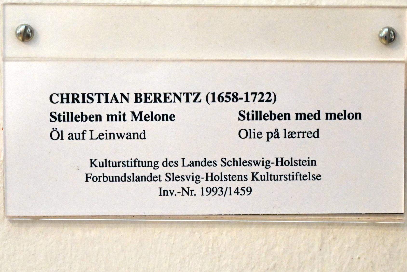 Christian Berentz (1704), Stillleben mit Melone, Schleswig, Landesmuseum für Kunst und Kulturgeschichte, Saal 21, Undatiert, Bild 2/2