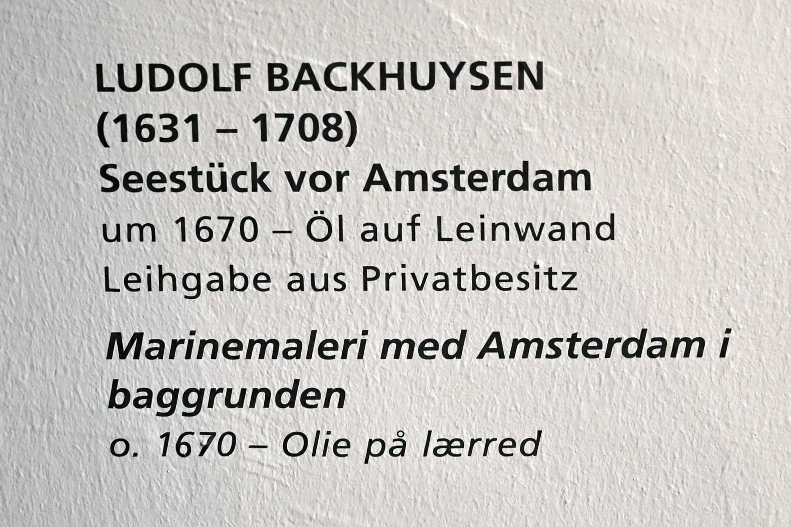 Ludolf Bakhuizen (Backhuysen) (1661–1700), Seestück vor Amsterdam, Schleswig, Landesmuseum für Kunst und Kulturgeschichte, Saal 23, um 1670, Bild 2/2