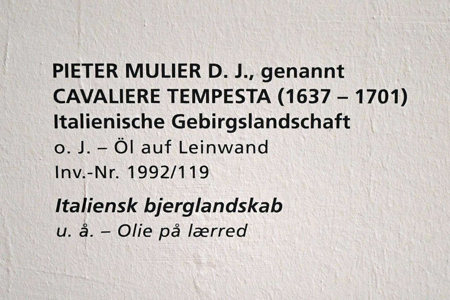 Pieter Mulier (il Tempesta) (1700), Italienische Gebirgslandschaft, Schleswig, Landesmuseum für Kunst und Kulturgeschichte, Saal 23, Undatiert, Bild 2/2