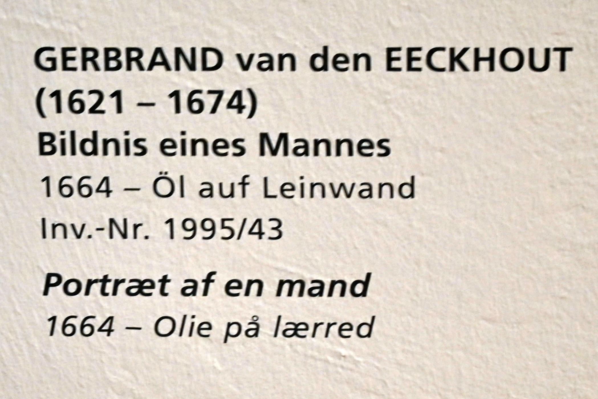Gerbrand van den Eeckhout (1645–1669), Bildnis eines Mannes, Schleswig, Landesmuseum für Kunst und Kulturgeschichte, Saal 23, 1664, Bild 2/2