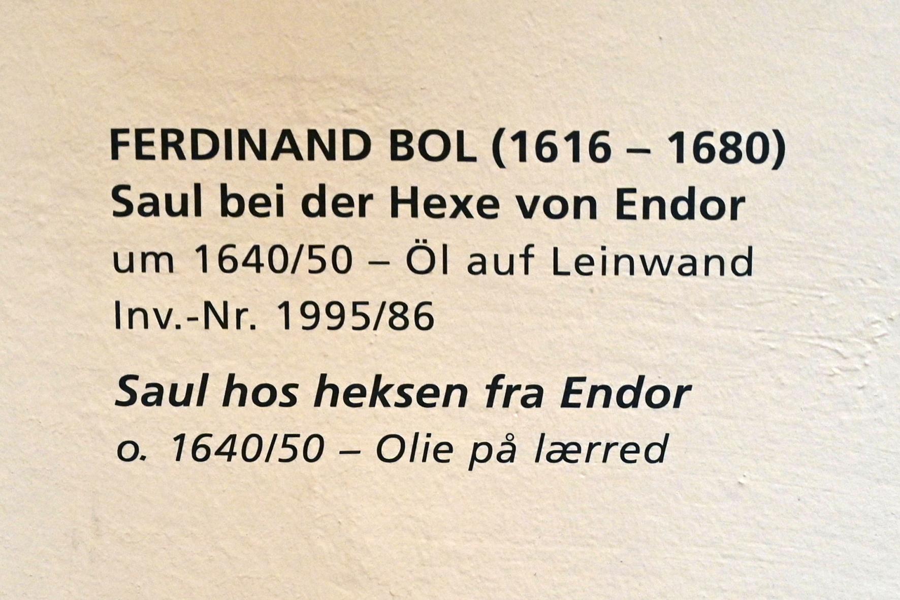 Ferdinand Bol (1643–1665), Saul bei der Hexe von Endor, Schleswig, Landesmuseum für Kunst und Kulturgeschichte, Saal 23, um 1640–1650, Bild 2/2
