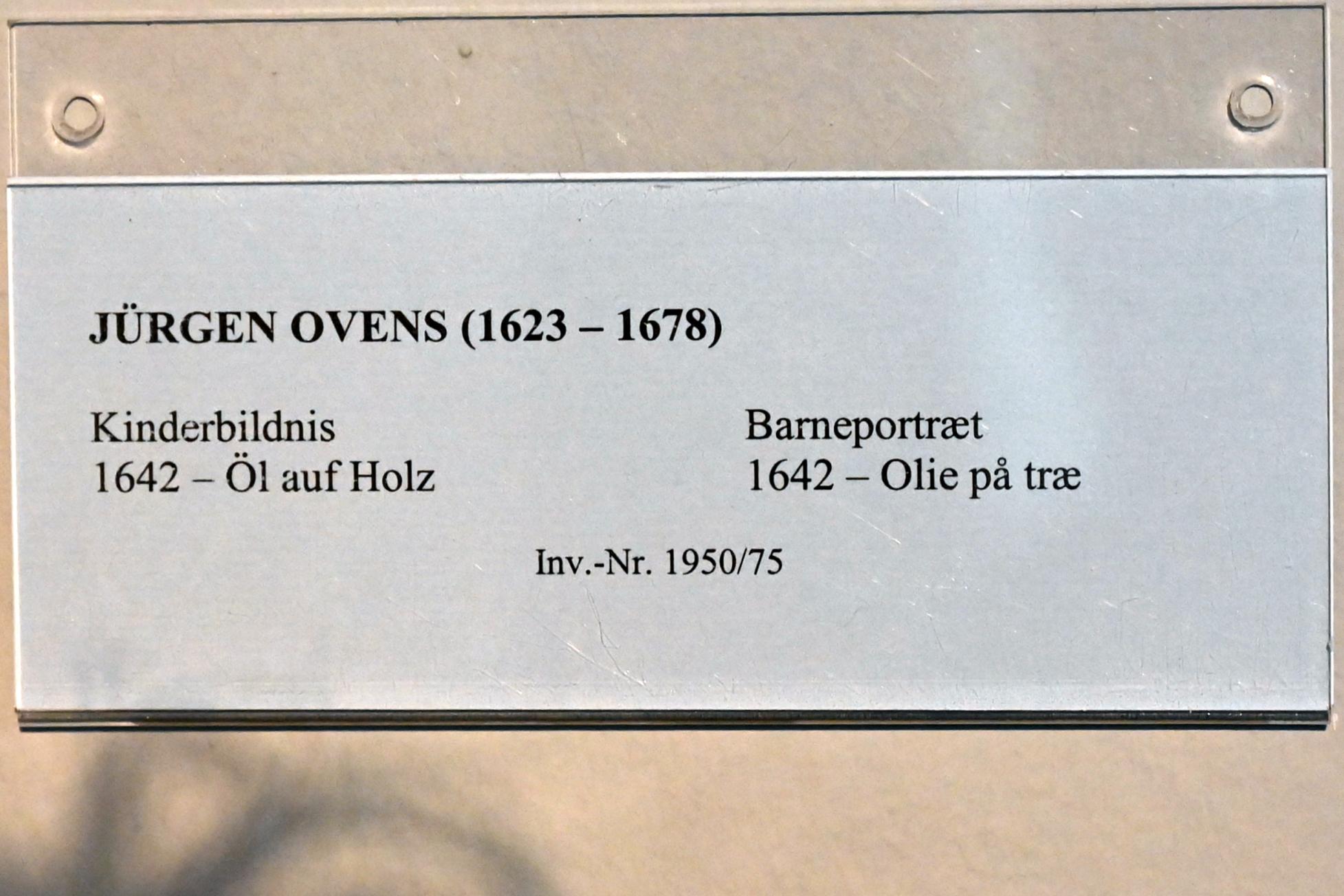 Jürgen Ovens (1642–1672), Kinderbildnis, Schleswig, Landesmuseum für Kunst und Kulturgeschichte, Saal 24, 1642, Bild 2/2