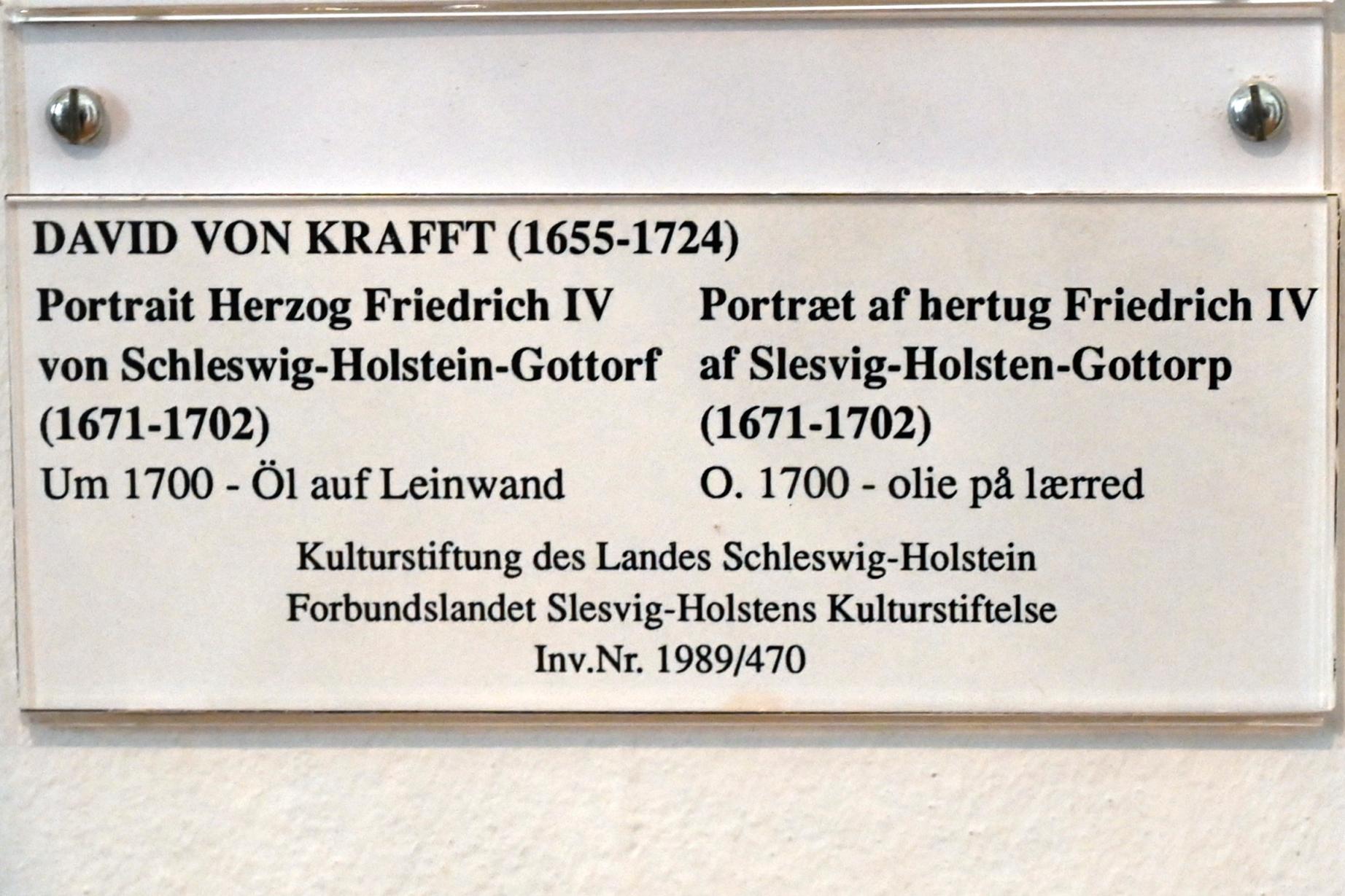 David von Krafft (1700–1708), Portrait Herzog Friedrich IV von Schleswig-Holstein-Gottorf (1671-1702), Schleswig, Landesmuseum für Kunst und Kulturgeschichte, Saal 25, um 1700, Bild 2/2