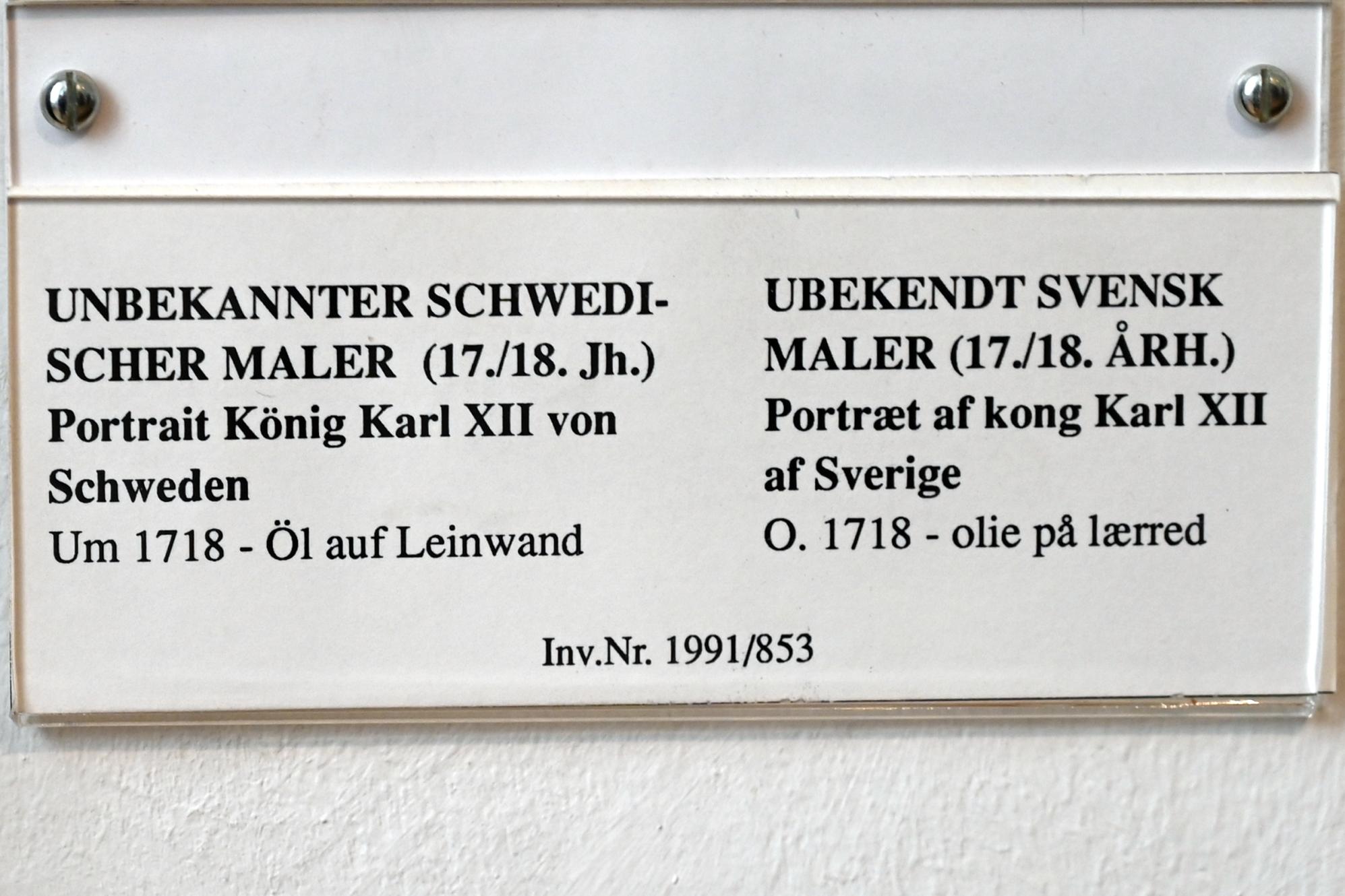 Portrait König Karl XII von Schweden, Schleswig, Landesmuseum für Kunst und Kulturgeschichte, Saal 25, um 1718, Bild 2/2