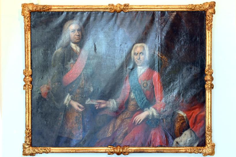 Balthasar Denner (Werkstatt) (1750): Herzog Adolf Friedrich von Holstein-Gottorf (1685-1735) und Jakob Levin von Plessen, herzoglicher Hofmarschall, Mitte 18. Jhd.