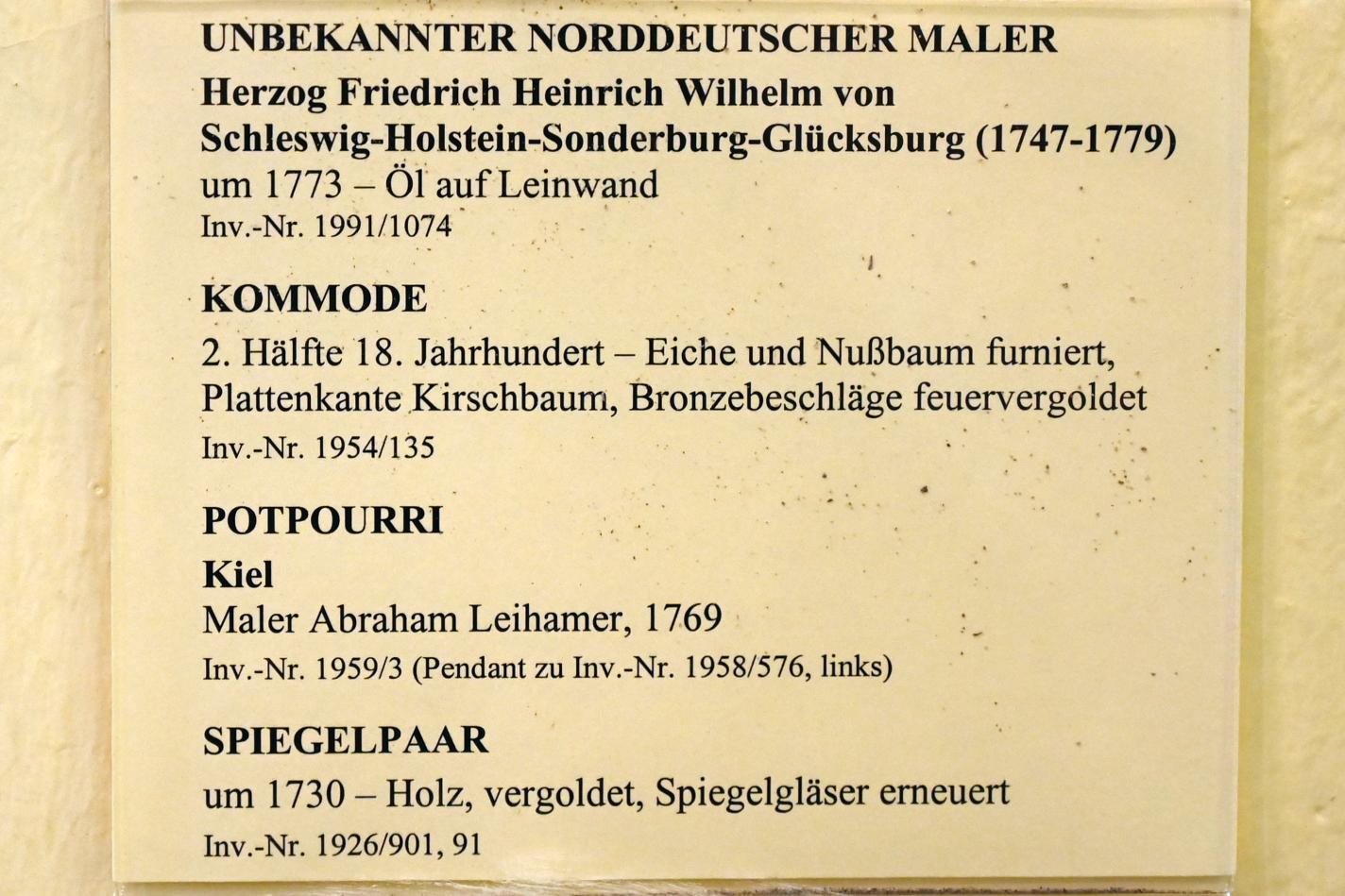 Herzog Friedrich Heinrich Wilhelm von Schleswig-Holstein-Sonderburg-Glücksburg (1747-1779), Schleswig, Landesmuseum für Kunst und Kulturgeschichte, Saal 29, um 1773, Bild 2/2