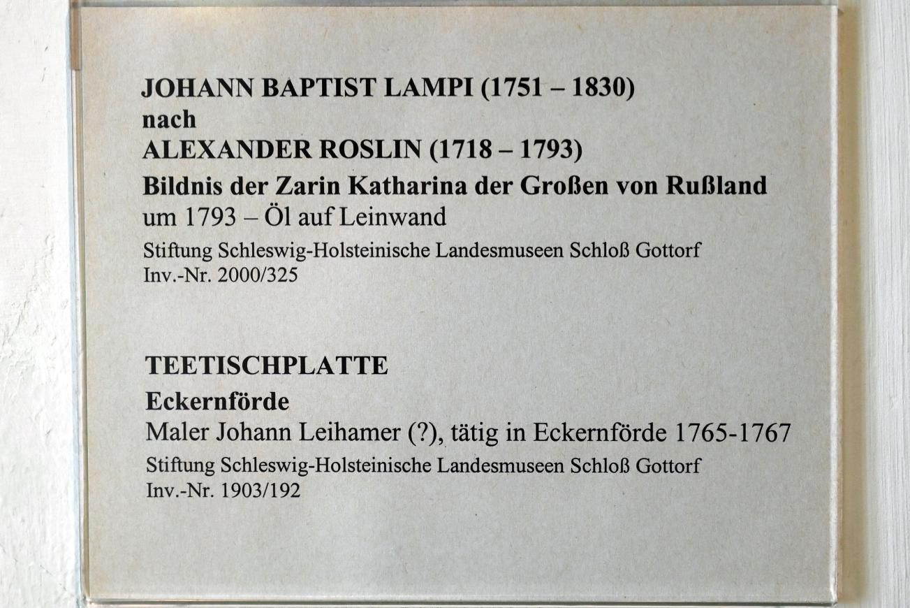 Johann Baptist Lampi der Ältere (1780–1809), Bildnis der Zarin Katharina der Großen von Rußland, Schleswig, Landesmuseum für Kunst und Kulturgeschichte, Saal 32, um 1793, Bild 2/2