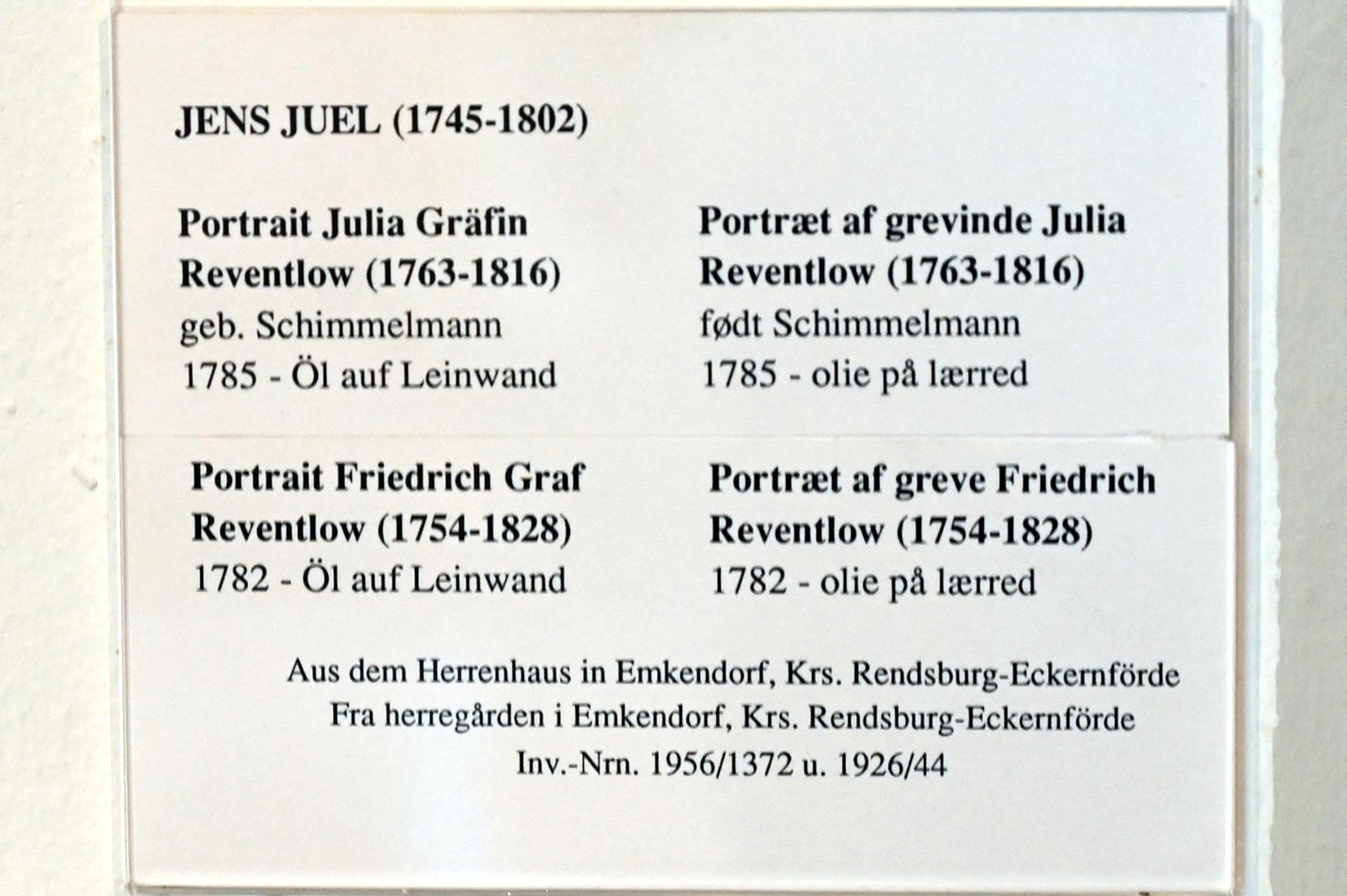Jens Juel (1765–1797), Portrait Friedrich Graf Reventlow (1754-1828), Emkendorf, Gut Emkendorf, jetzt Schleswig, Landesmuseum für Kunst und Kulturgeschichte, Saal 36, 1782, Bild 2/2