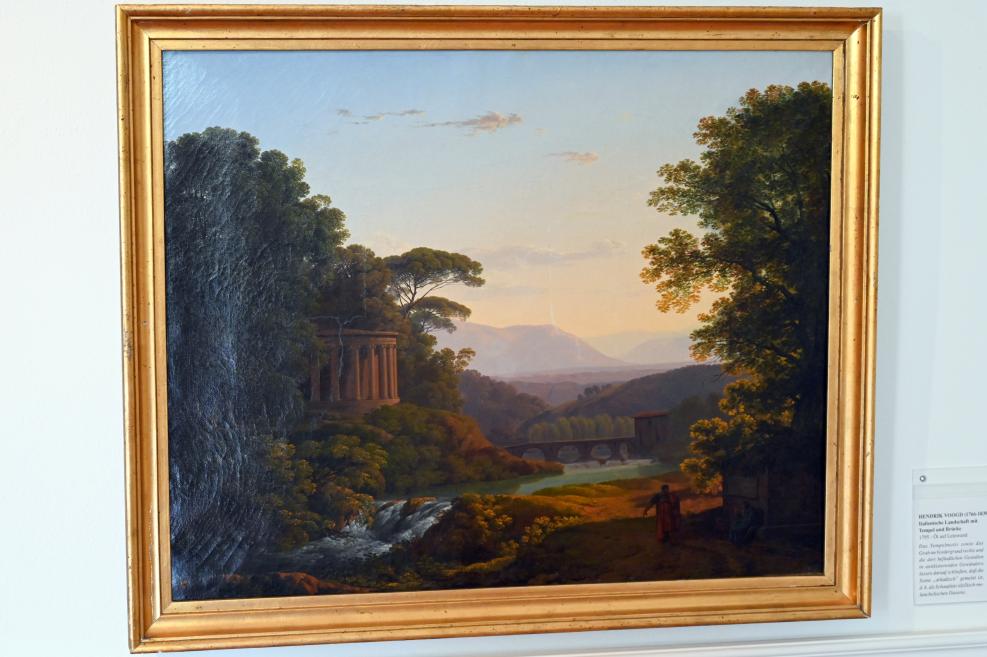 Hendrik Voogd (1795), Italienische Landschaft mit Tempel und Brücke, Schleswig, Landesmuseum für Kunst und Kulturgeschichte, Saal 36, 1795, Bild 1/2