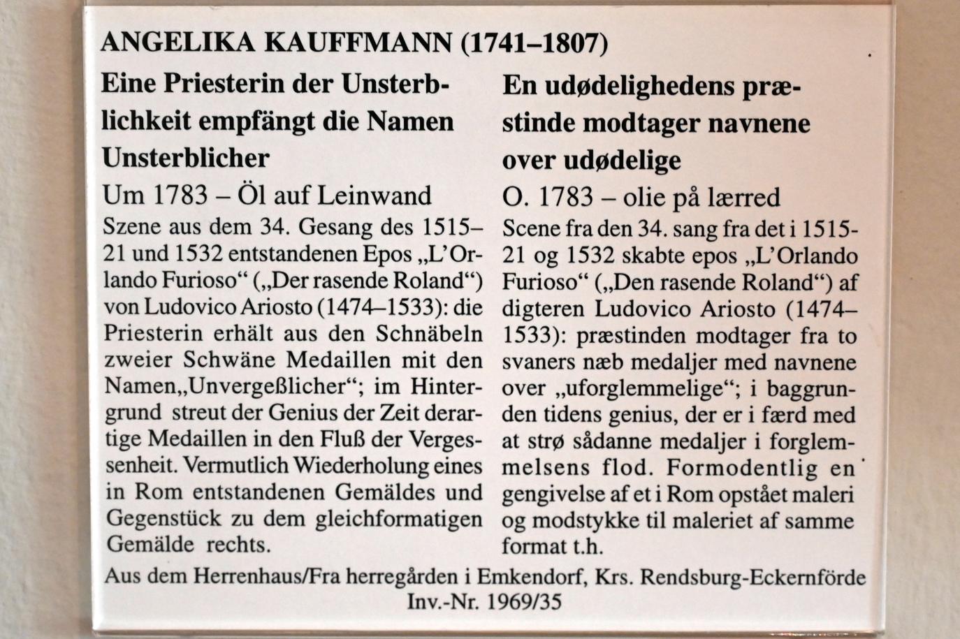 Angelika Kauffmann (1760–1798), Eine Priesterin der Unsterblichkeit empfängt die Namen Unsterblicher, Schleswig, Landesmuseum für Kunst und Kulturgeschichte, Saal 36, um 1783, Bild 2/2