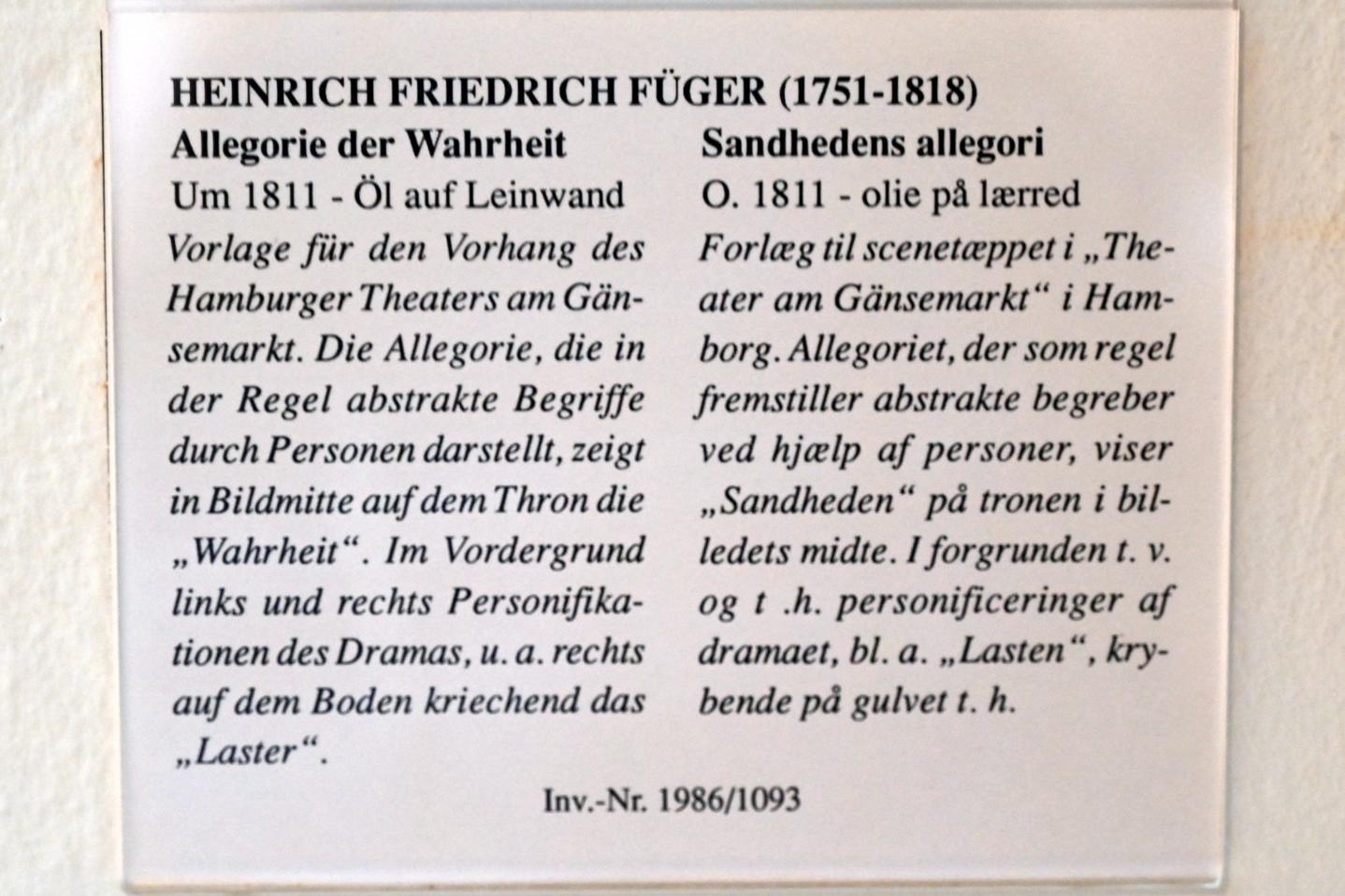 Heinrich Friedrich Füger (1788–1811), Allegorie der Wahrheit, Hamburg, Oper am Gänsemarkt, jetzt Schleswig, Landesmuseum für Kunst und Kulturgeschichte, Saal 36, um 1811, Bild 2/2