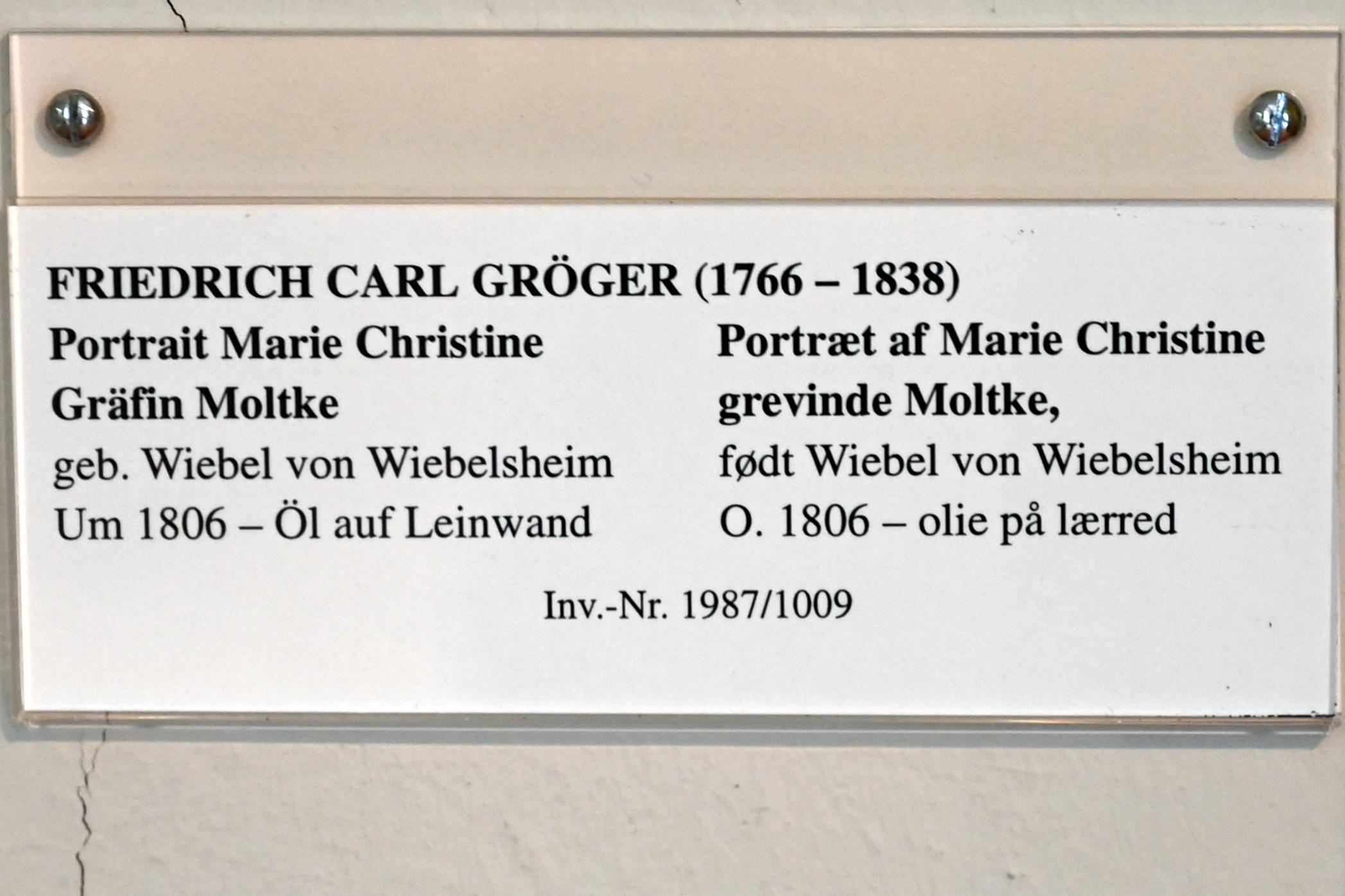 Friedrich Carl Gröger (1800–1838), Portrait Marie Christine Gräfin Moltke, Schleswig, Landesmuseum für Kunst und Kulturgeschichte, Saal 37, um 1806, Bild 2/2