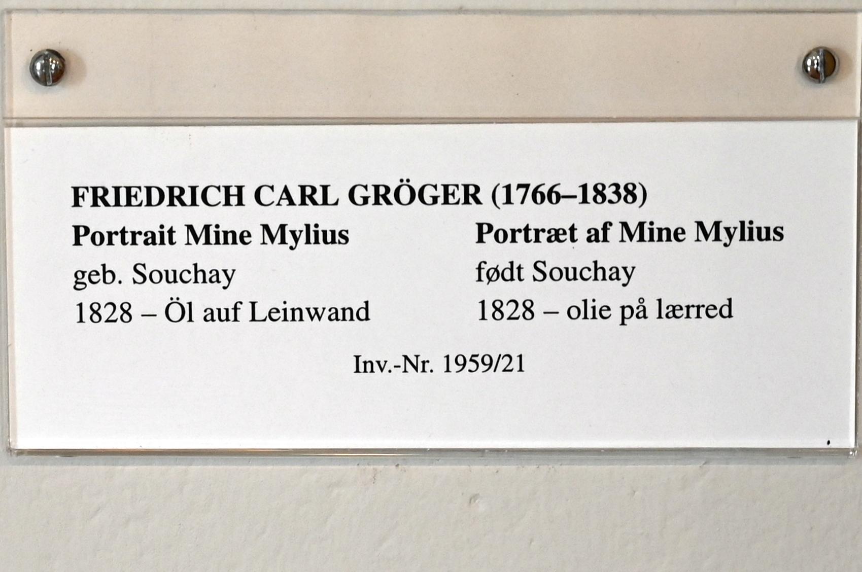 Friedrich Carl Gröger (1800–1838), Portrait Mine Mylius, geb. Souchay, Schleswig, Landesmuseum für Kunst und Kulturgeschichte, Saal 37, 1828, Bild 2/2